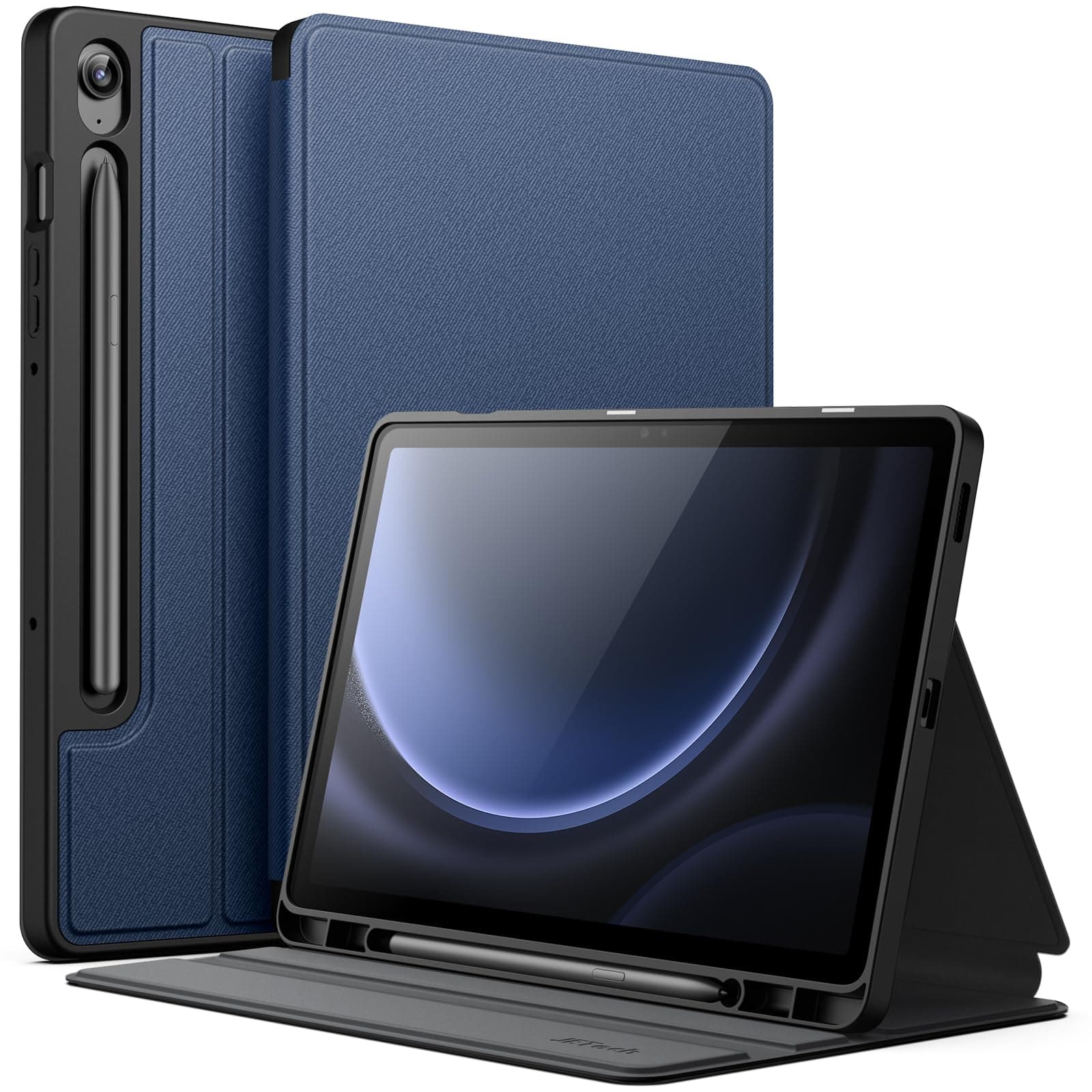 JEDirect Case for Samsung Galaxy Tab S9 FE 10.9 Inch with S Pen Holder Slim Folio Stand Protective Cover Multi-Angle Viewing (Navy Blue)