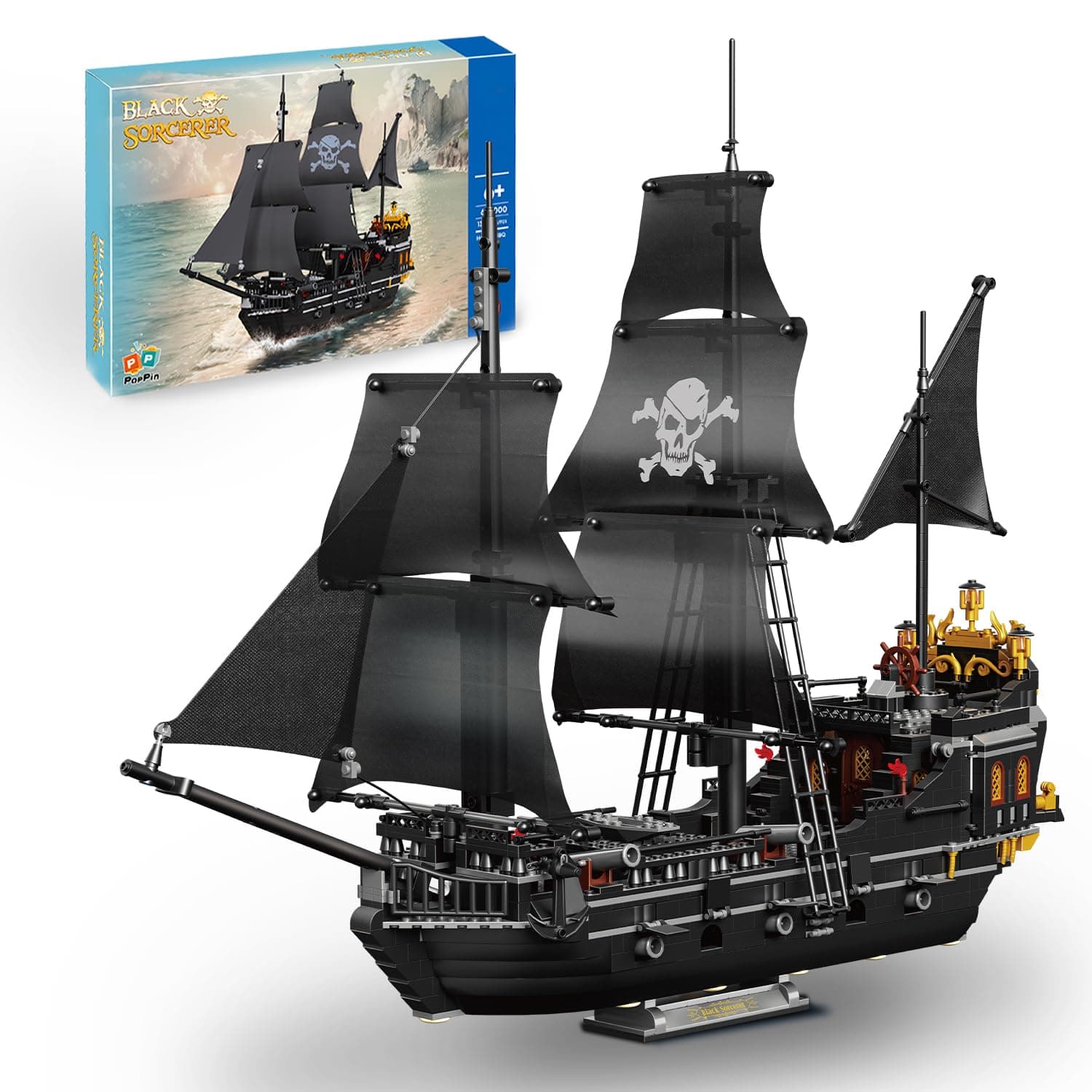 Pirate Ship Building Kit, Black Pearl Caribbean Pirate Ship Mini Building Block Sets for Adults, Pirate Ship Toys Gift for Kids Boys 8-12, Not Compatible with Lego Pirate Ship Set, 1424 PCS