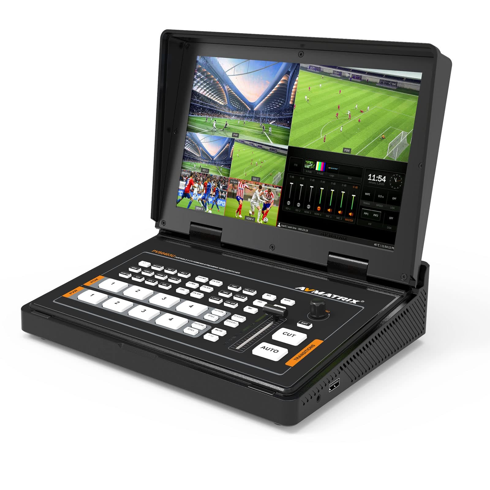 AVMATRIX PVS0403U Multi-Format Video Mixer Switcher with 2xSDI 2xHDMI Inputs 10.1 inch Screen for Real Time Production Livestream