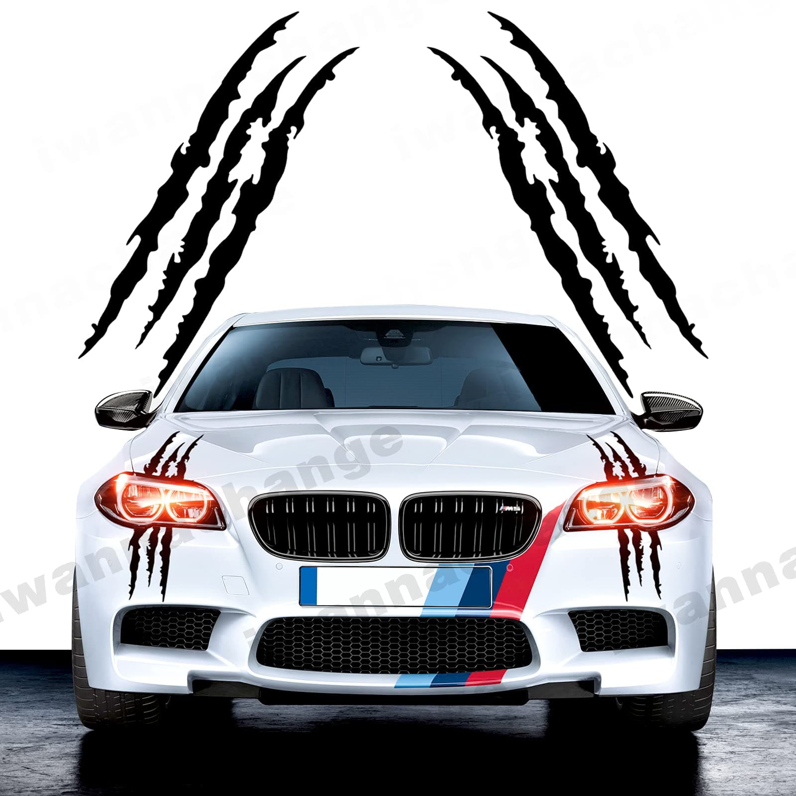 2pcs Monster Claw Marks Headlight Car Sticker Stripes Scratch Decal Vinyl for Sports Cars SUV Pickup Truck Window Motorcycles ect(Black)