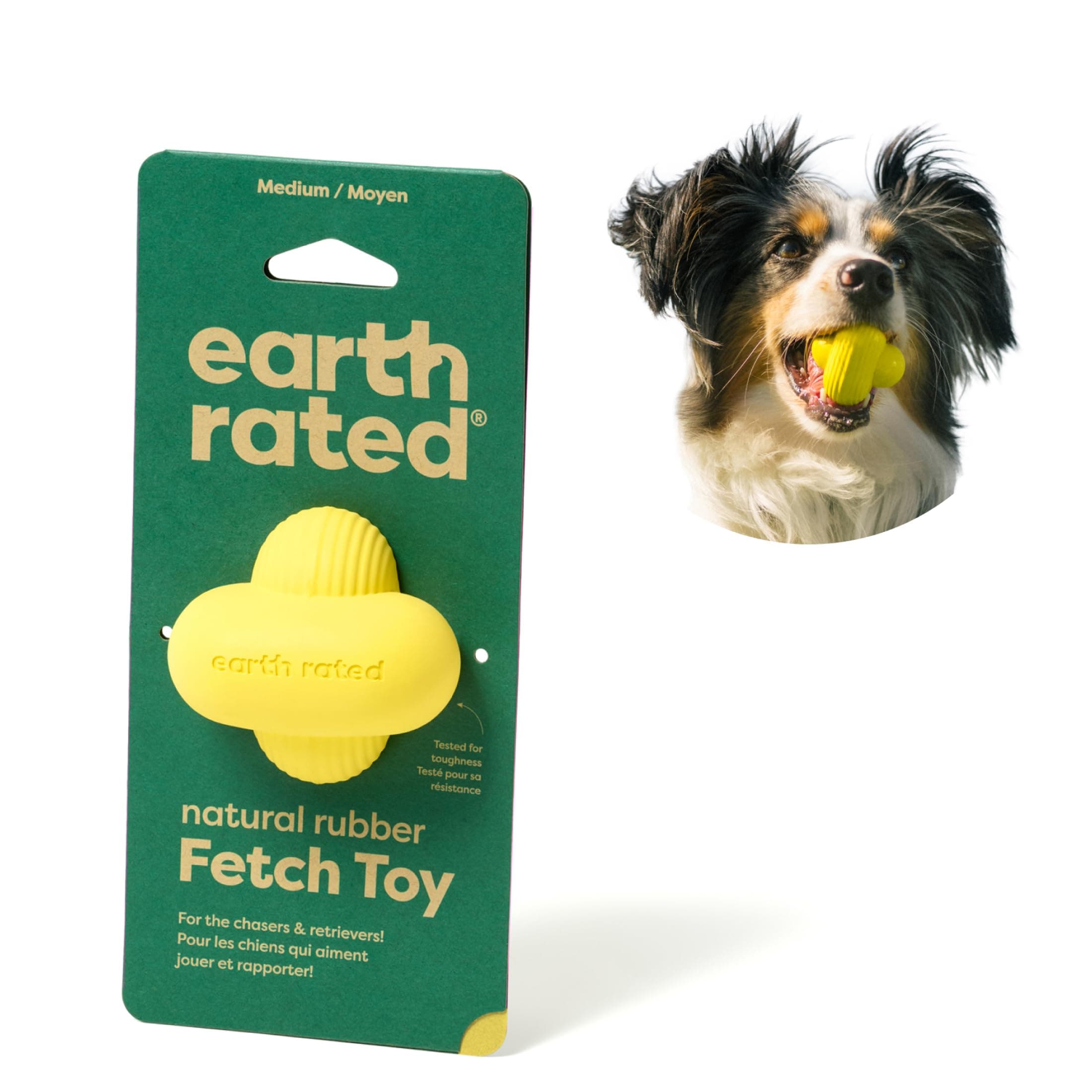 Dog Ball, Interactive Fetch Toy for Small, Medium, and Large Breeds, Comes in Multiple Sizes, Made with Natural Rubber, Perfect for Indoor and Outdoor Use, Medium, Yellow