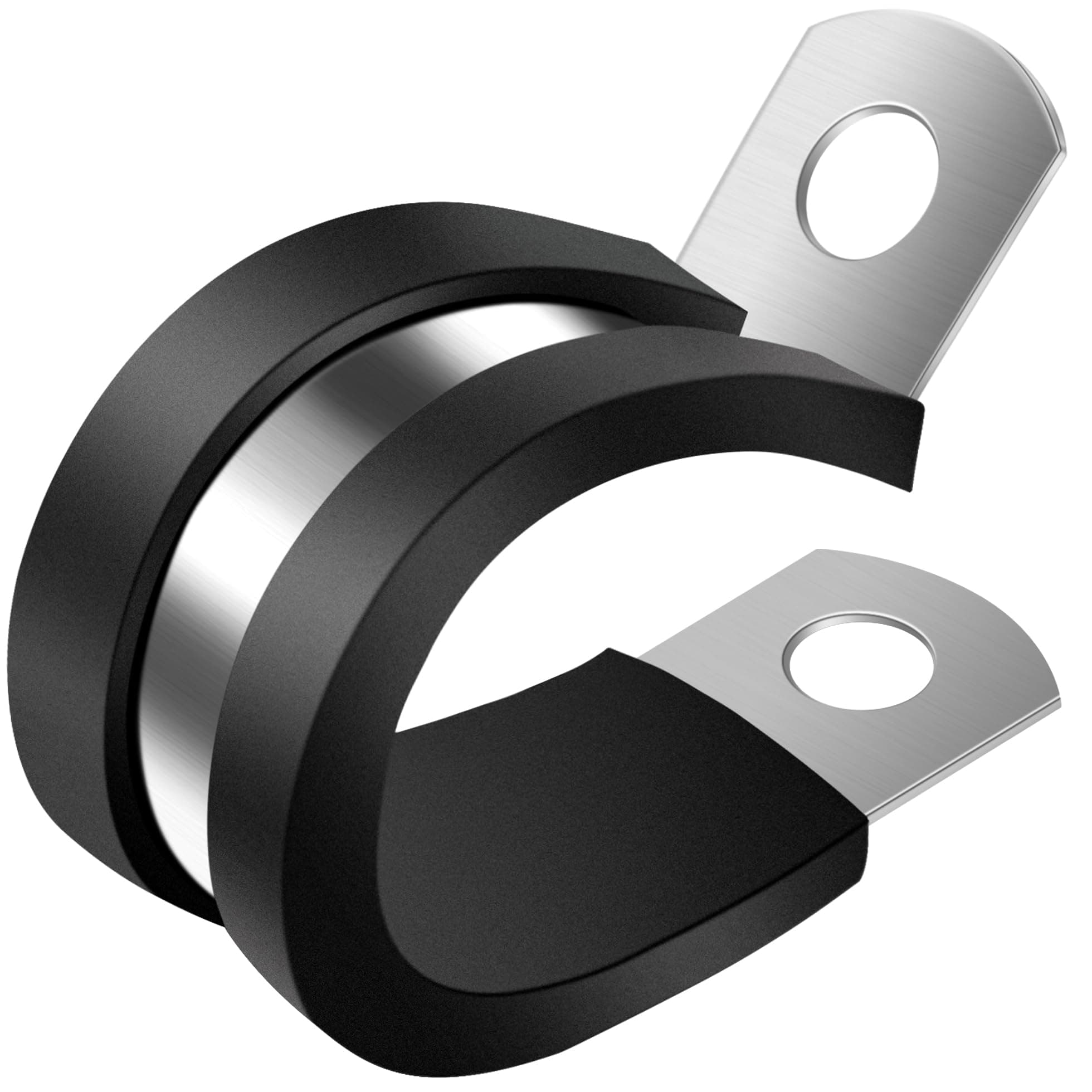 1-1/2 Inch Wire Clamp, 10 Pack Stainless Steel Cable Clamp, Rubber Metal Loop Clamps Bracket Tools Pipe Clamps (38mm)