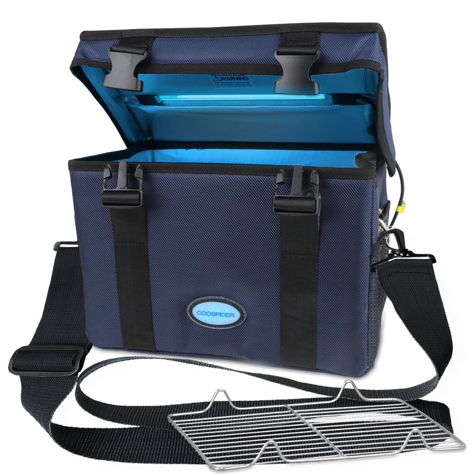 coospider-repta 3 Gallon Large-powerful UV Light Sanitizer Ozone Box, Portable Foldable UV Cleaner Bag UVC Household Bag with 3-level Timer for Keys, Towels, Mask Cleaning Machine Blue 12L Ozone