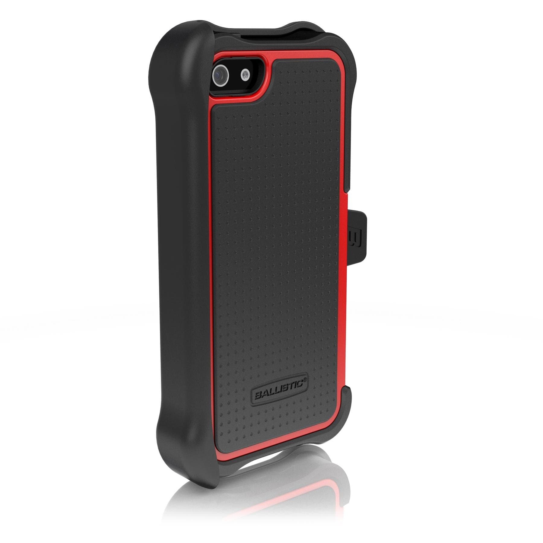 Ballistic SX0945-M355 SG Maxx Case with Holster for iPhone 5, Black Silicone/Black TPU/Red PC - 1 Pack - Retail Packaging - Black/Red