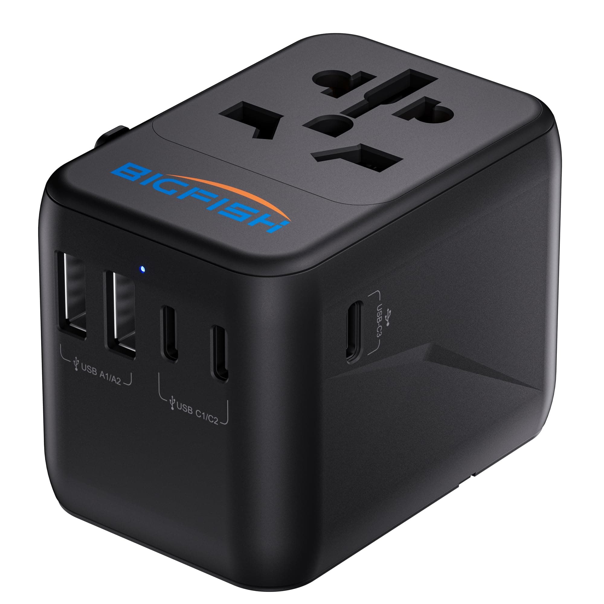 Universal Travel Adapter with USB C PD 35W Fast Charging(C3 Port), Worldwide Travel Plug Adapter with 5 USB(2A + 3C), Dual 10A Fuses International Travel Adapter - EU UK US AUS Plugs