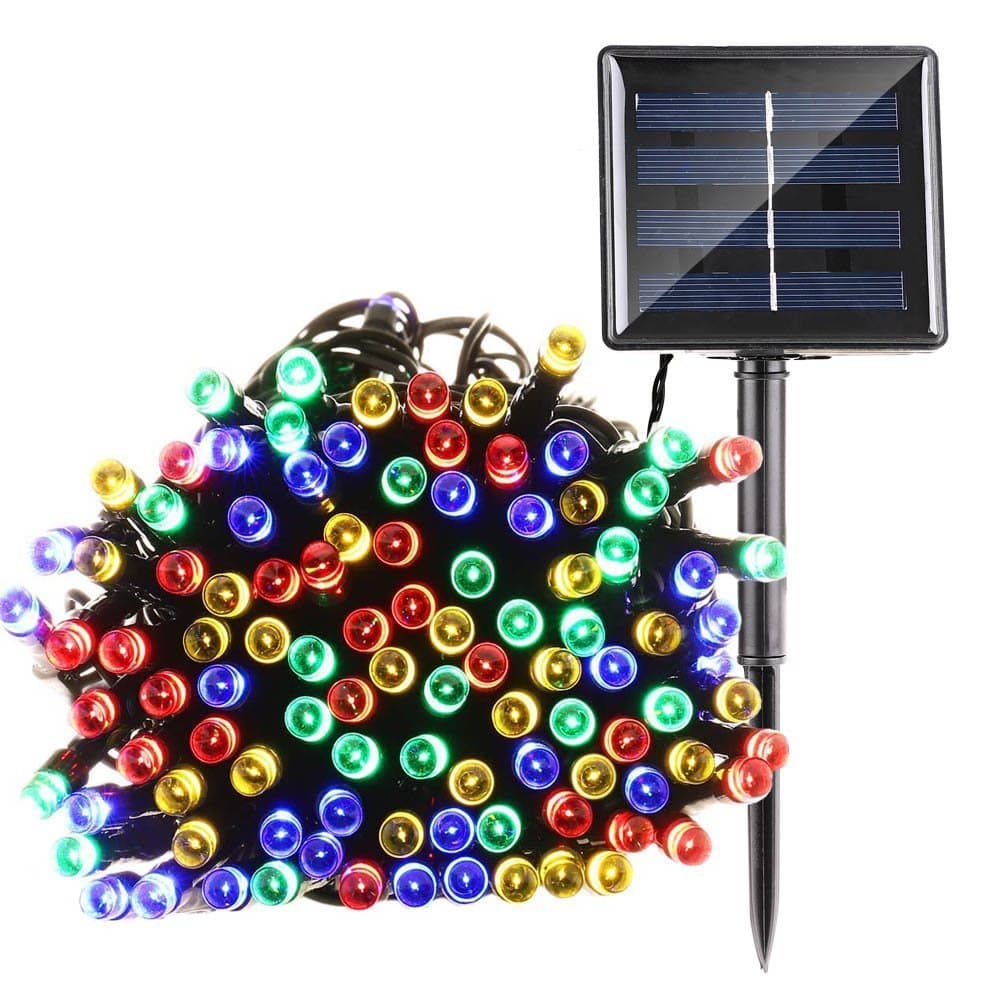 Solar Patio String Lights, Decorative Waterproof Solor Powered LED Fairy Lights for Outdoor Garden Patio Lawn Landscape Party (200 LEDs, 2 meters, Multicolor)