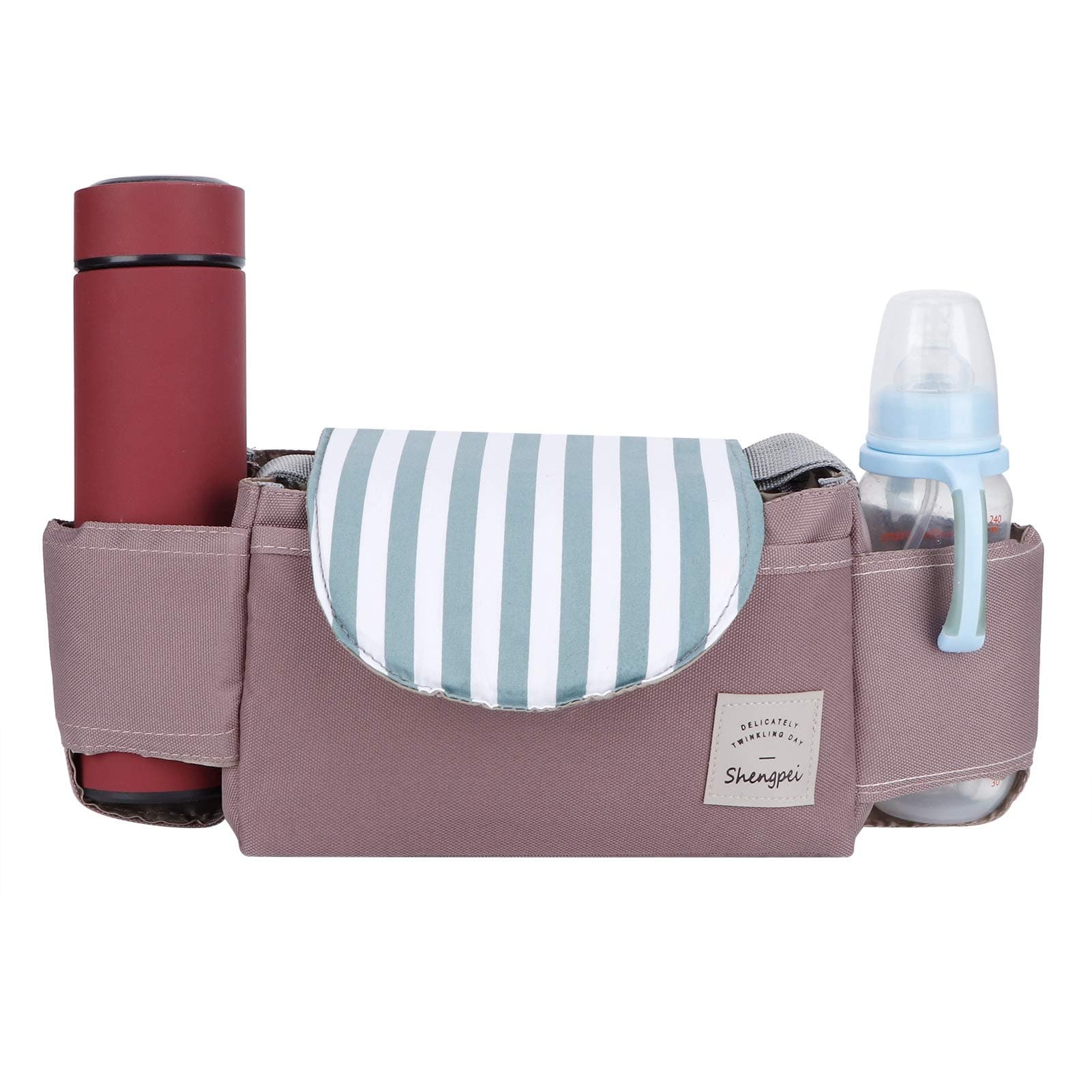 Junlucki Baby Stroller Organizer, Stroller Organizer Bag, Lightweight for Stroller(Mint stripes)