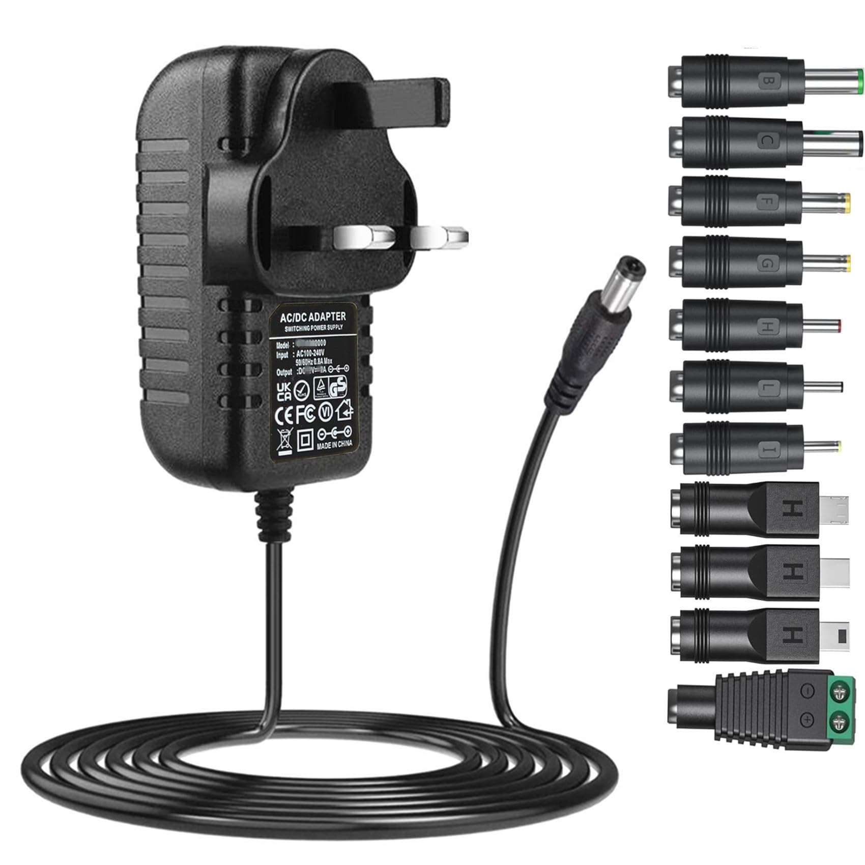 SZZKtech 5V AC Adapter DC5V 3A Power Supply charger With 11 DC Plug Tips AC230V to DC5V 3Amps 2.5A 2A 1.5A power adapter 5 volt ac dc Adapter for CCTV Camera Baby Monitor Graco Swing TV box