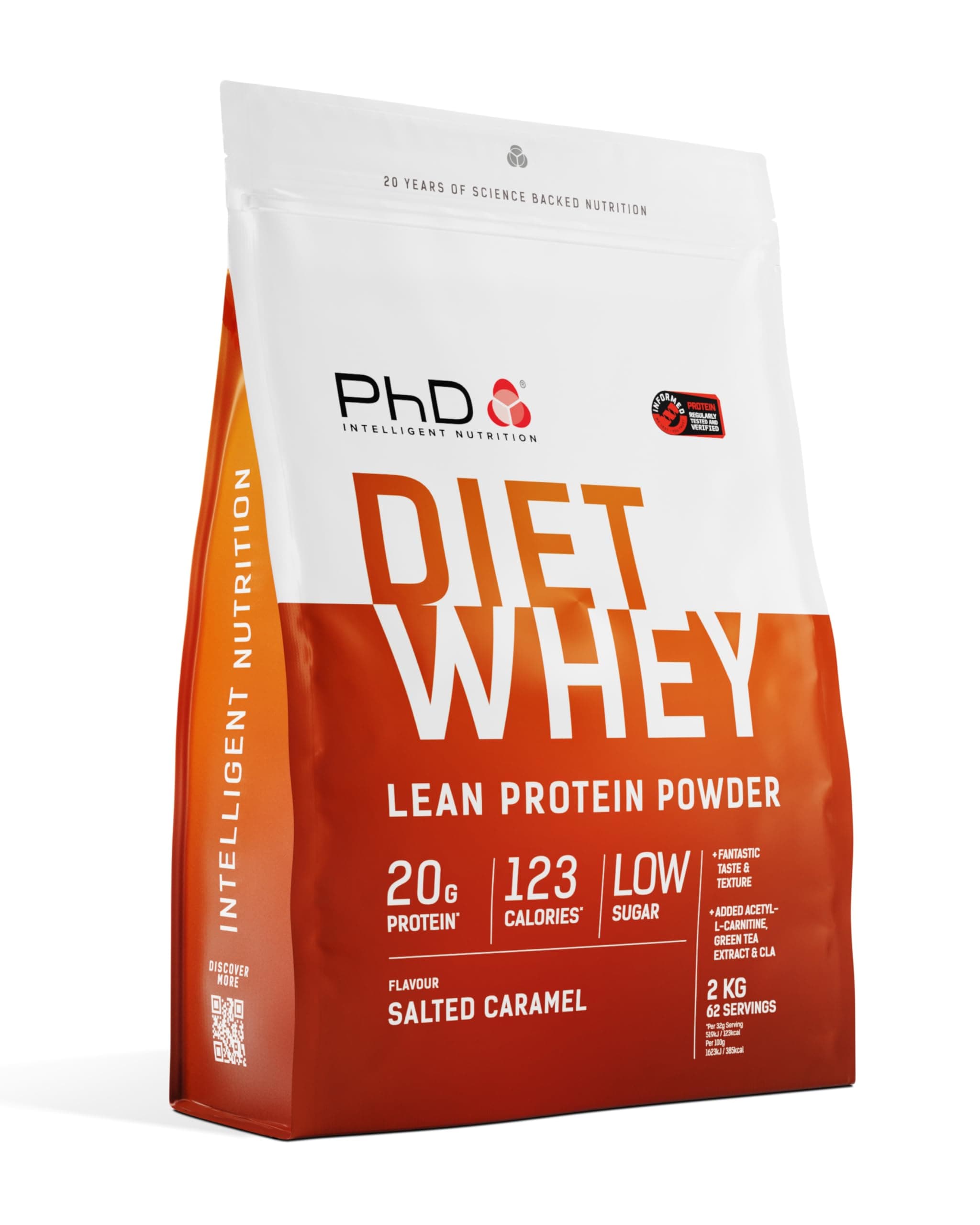 Nutrition Diet Whey Low Calorie Protein Powder, Low Carb, High Protein Lean Matrix, Salted Caramel Diet Whey Protein Powder, High Protein, 62 Servings Per 2 kg Bag