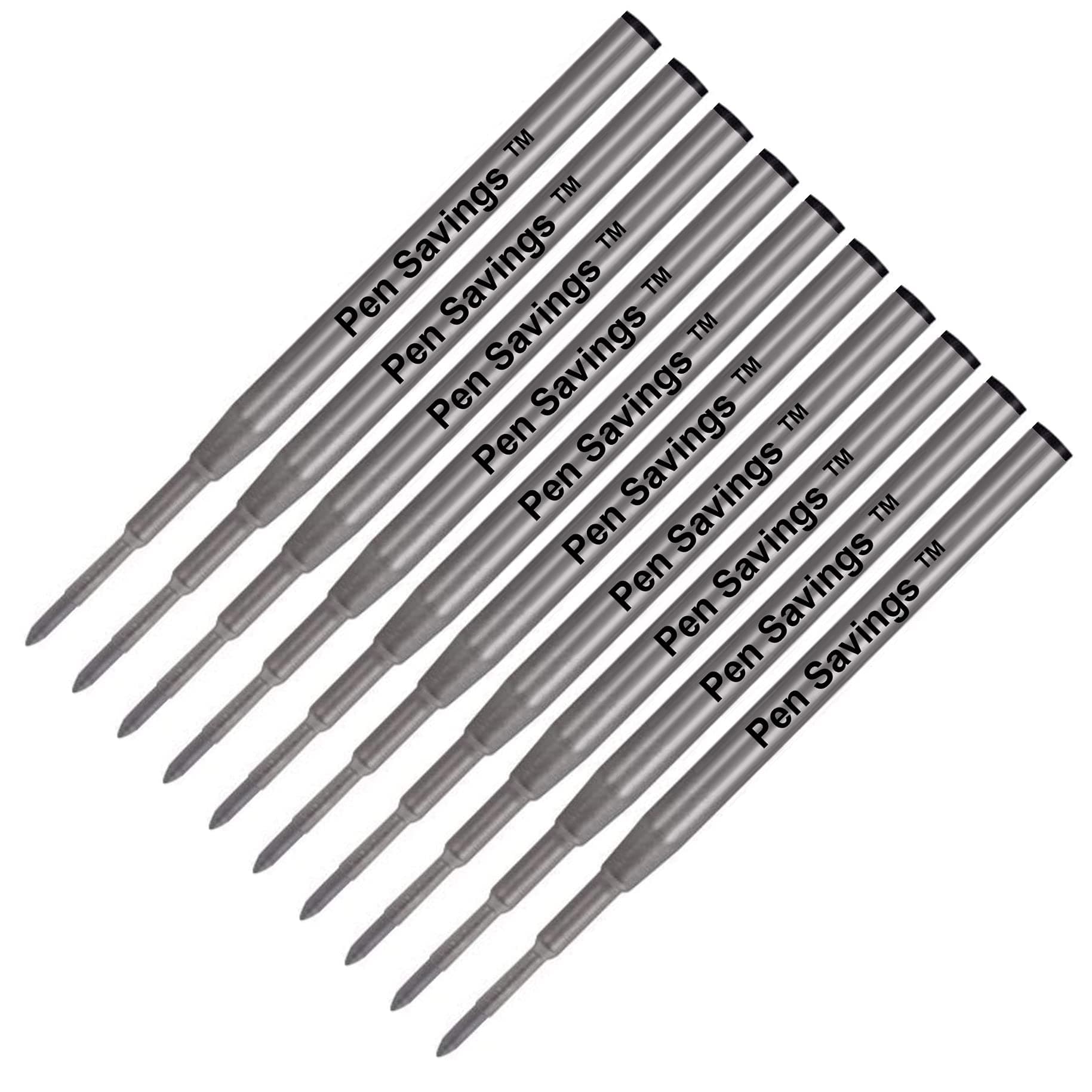 10 Pack, Pen Savings Ballpoint Pen Refills Compatible with Montblanc Twist Style Ballpoint Pens, Medium Point (Bulk Packed) (Black)