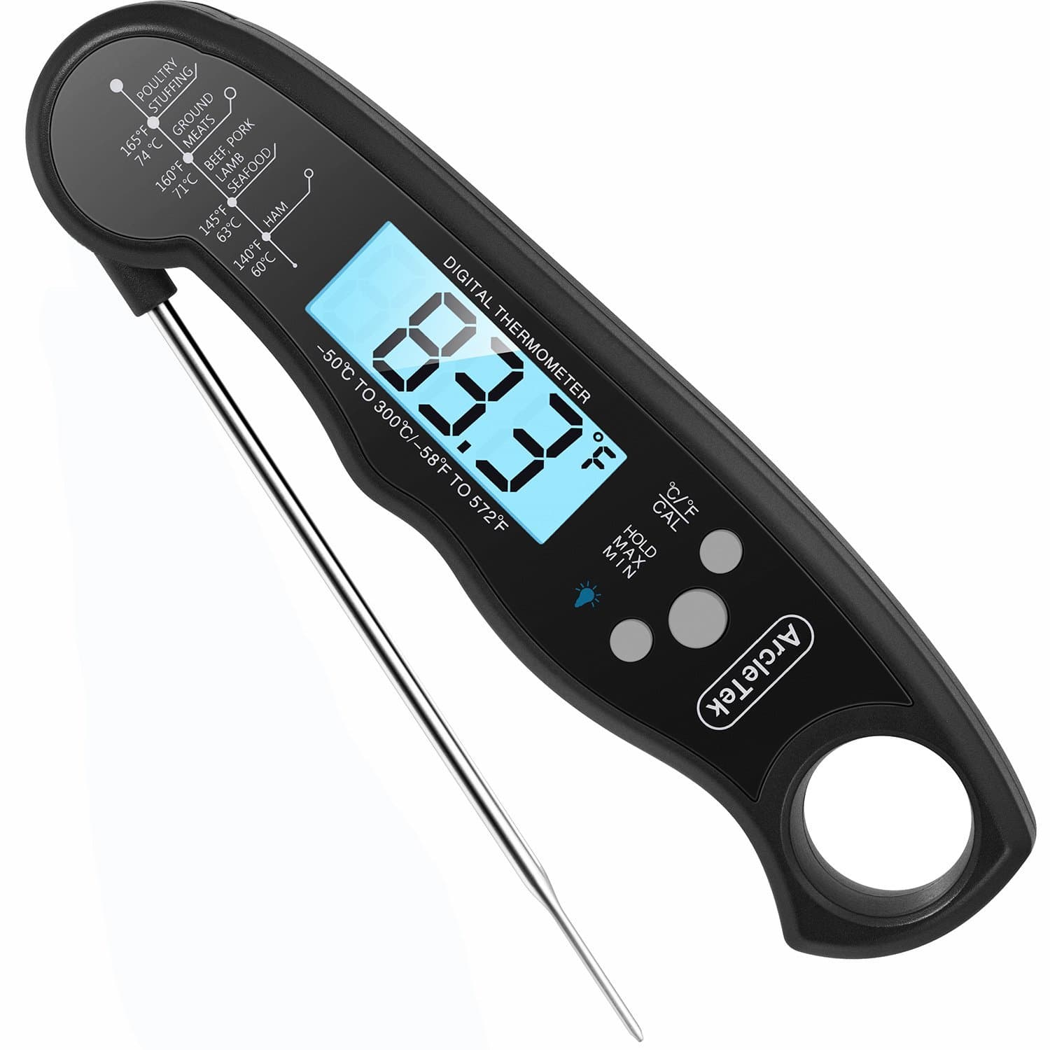 Instant Read Meat Thermometer Probe Accurate Waterproof Thermometer Digital Cooking Thermometer For Grill Tea Milk Bbq Thermometer With Long Probe