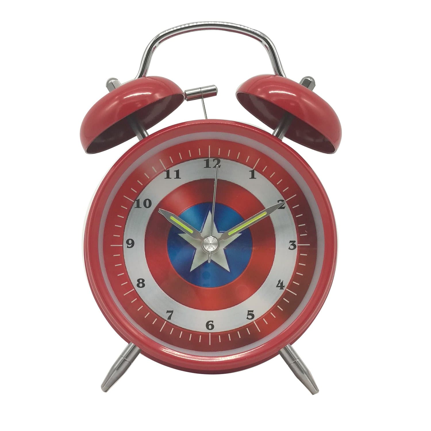 Wolf Warrior Novelty Superhero Analog Alarm Clock Silent Sweep Night Backlight Home Decoration Round Desk Metal Alarm Clock for Kids Children Gift