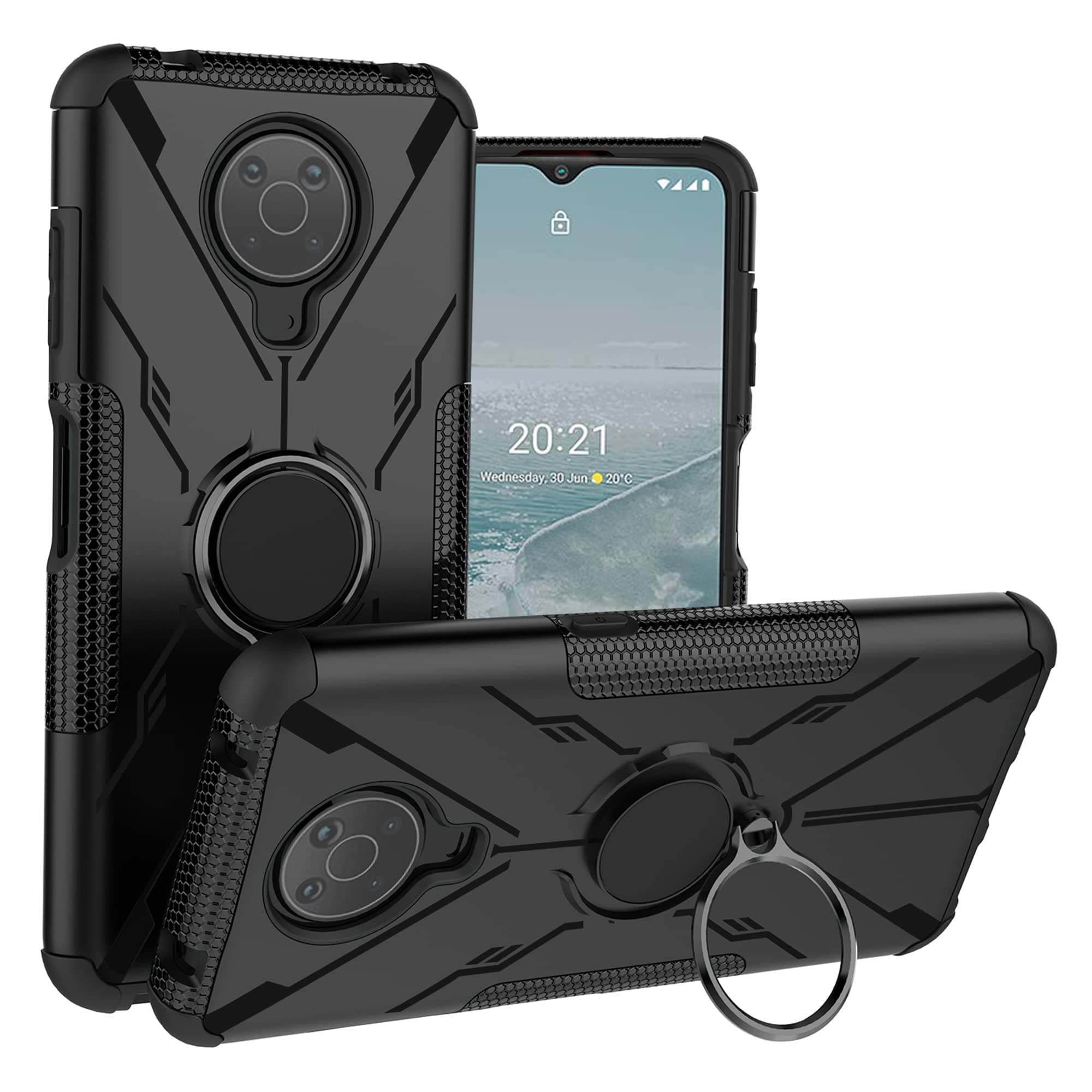 LiuShan Compatible with Nokia G10 case,Nokia G20 case,360° Rotation Ring Holder Kickstand Military Grade Shockproof Cover for Nokia G10 / Nokia G20 Smartphone(Not Applicable Nokia G11 / G21,Black