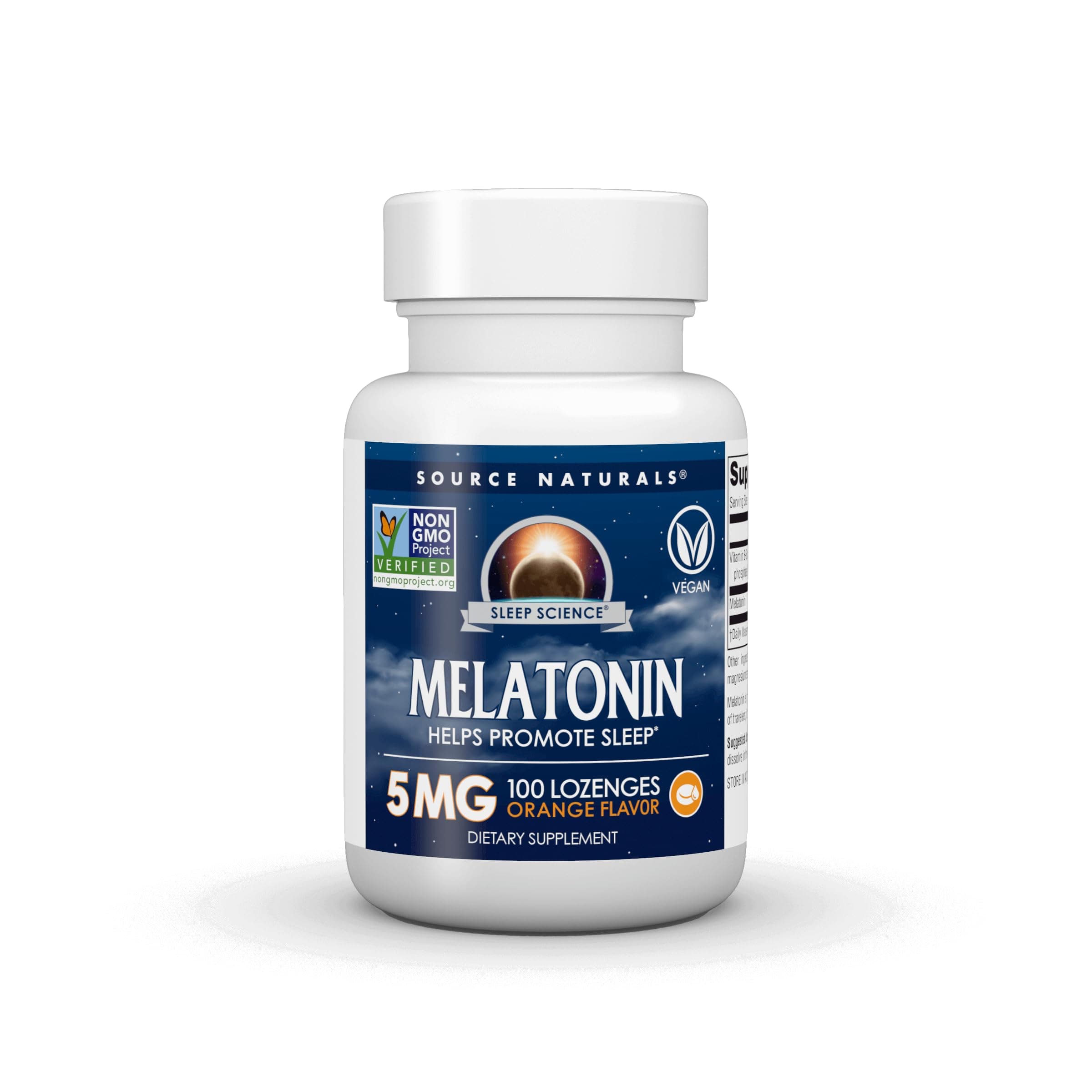 Source Naturals Sleep Science Melatonin, Helps Promote Sleep* 5 mg - 100 Orange Flavored Vegan Lozenges