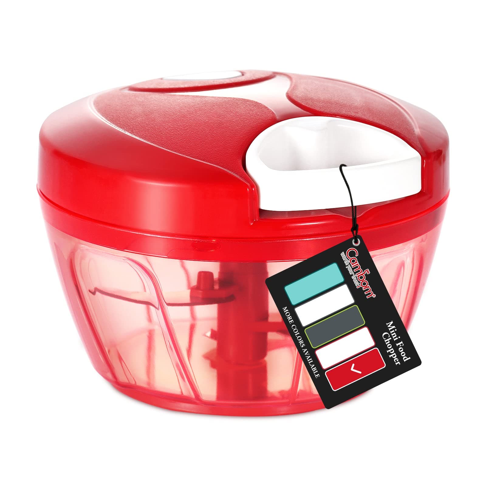 (Red) - Mini Manual Food Processor Chopper with 3 Sharp Blades, Red 2 Cup Portable Vegetable Chopper, Garlic Crusher, Smoothie Blender