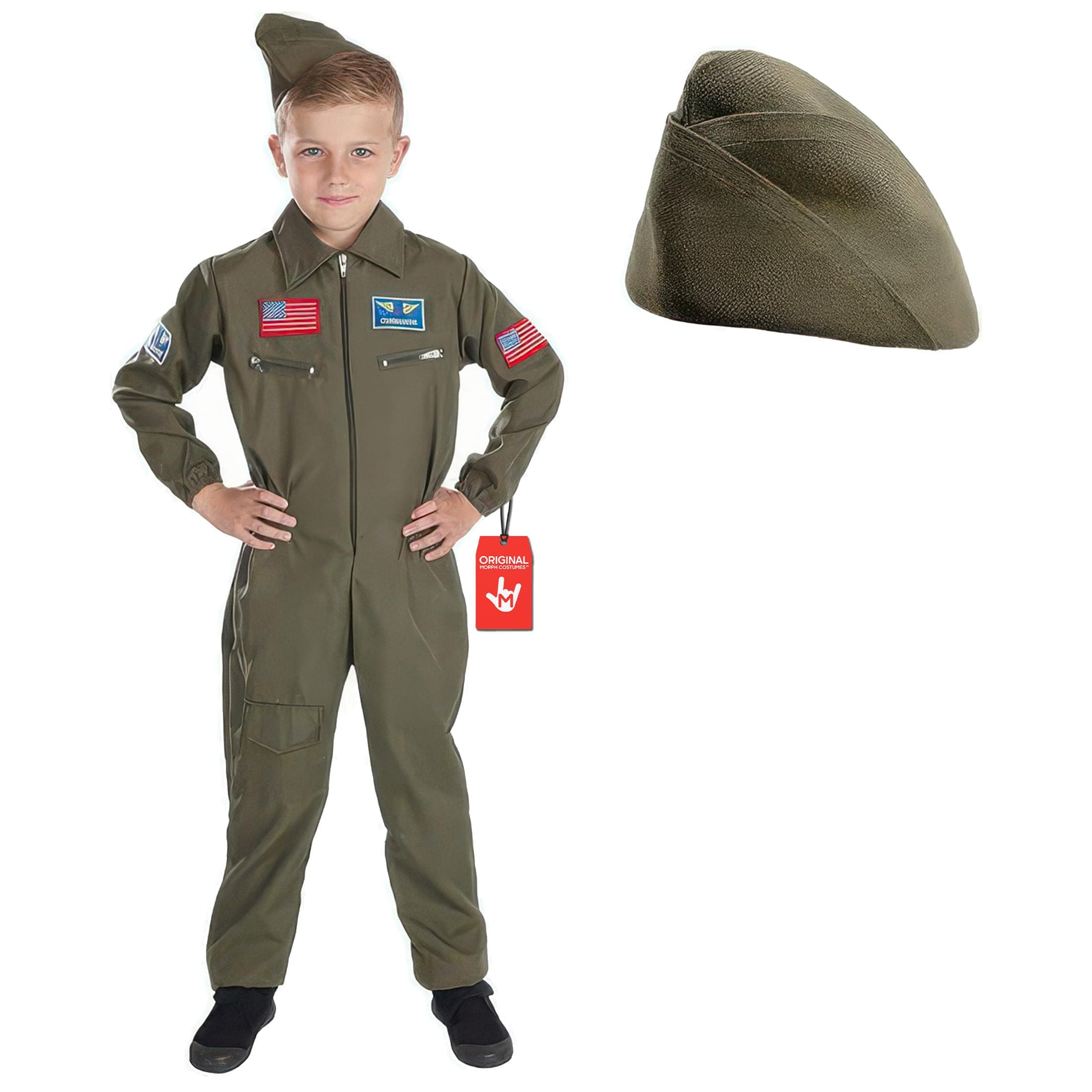 Fun Shack WW2 Pilot Costume Kids Fighter Pilot Flight Suit Aviator Outfit for Boys and Girls - Dress Up Costume