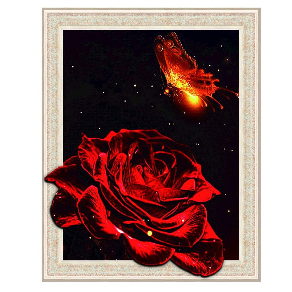 5D Diamond Painting kit DIY Paint with Diamonds Full Drill Counted Cross Stitch Round Crystal Rhinestone Mosaic Diamond Art Kits for Adults Kids Wood Framed 3D Diamond dots Embroidery 16’’ by 20"