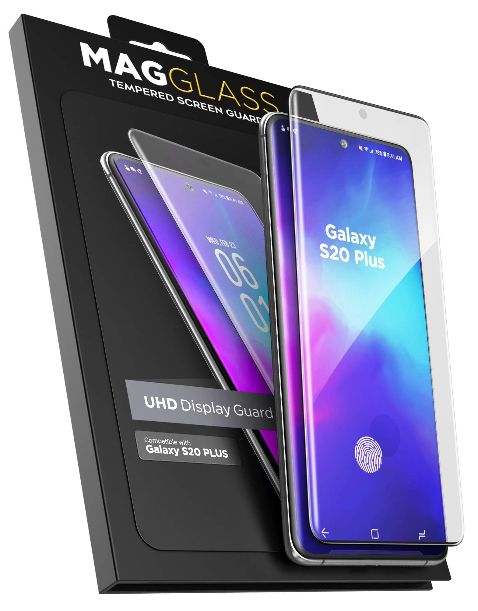 Magglass Samsung Galaxy S20 Plus Tempered Glass Screen Protector with In Screen Fingerprint Sensor - Anti Bubble UHD Clear Scratch Resistant Display Guard (Case Compatible)