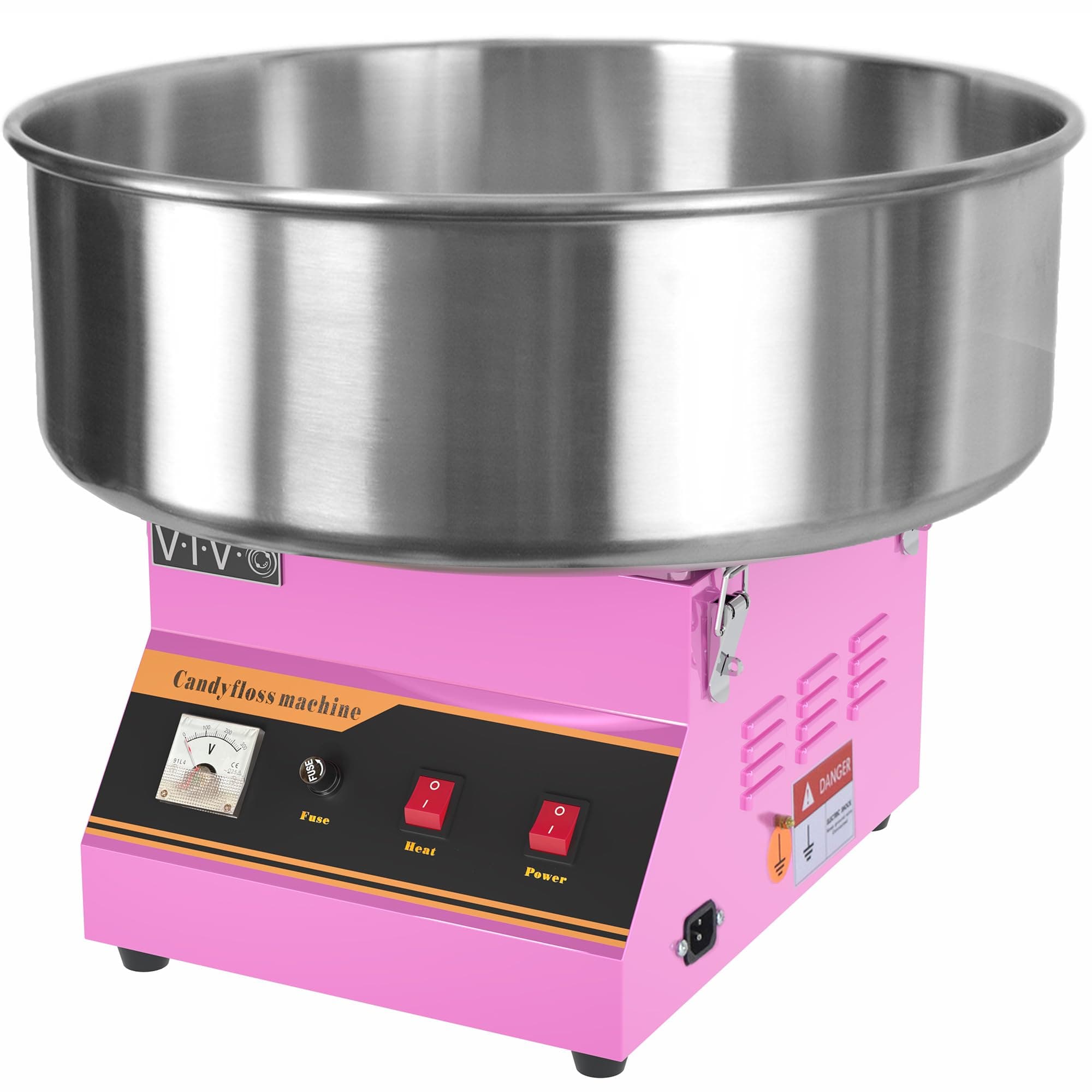 Pink 1030W Electric Cotton Candy Machine, Commercial Candy Floss Maker, 20 inch Stainless Steel Bowl with Sugar Scoop, Easy Home Use, CANDY-V001