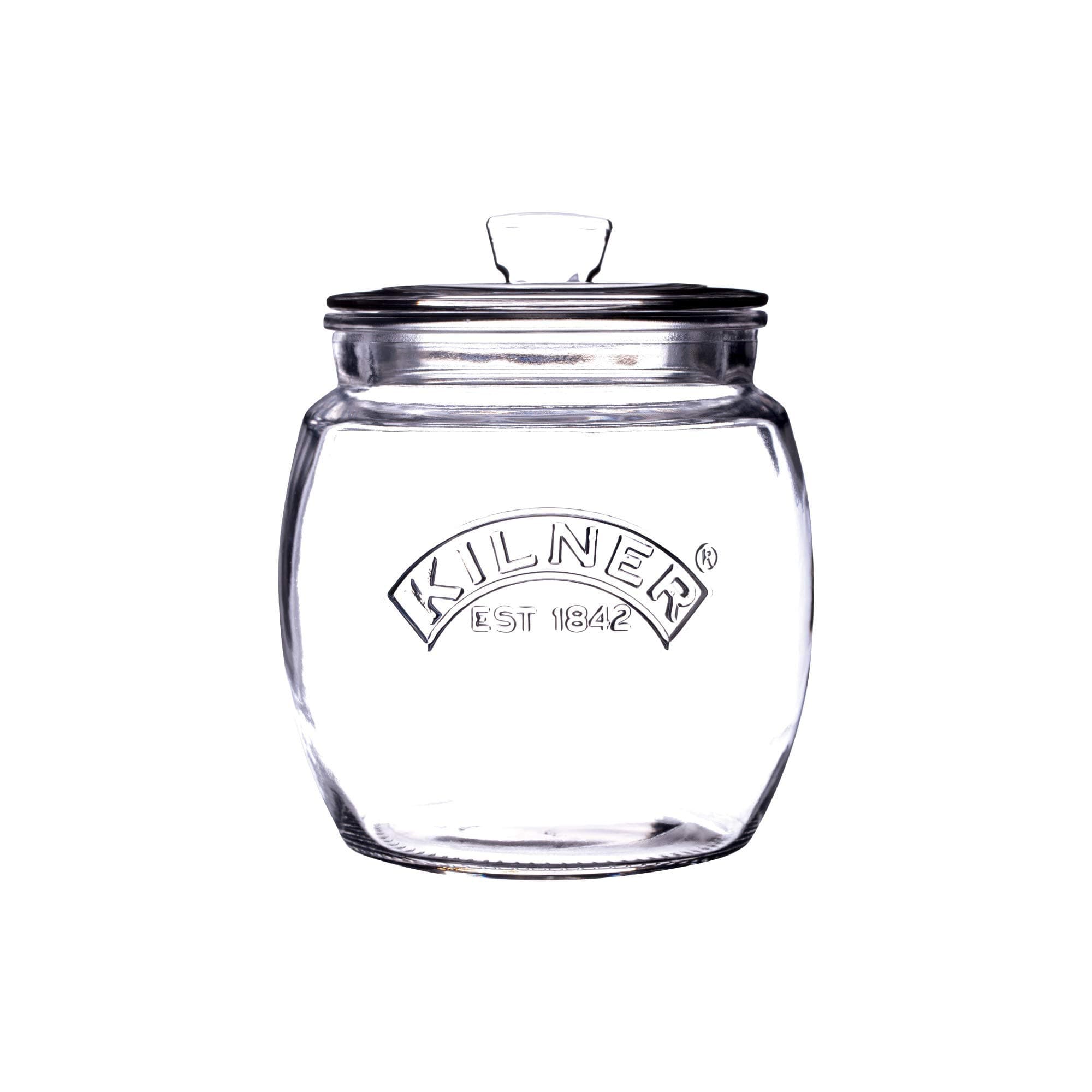 Kilner Glassware Universal Storage Jar Durable Multi-Purpose Glass Container with Airtight Push-top Lid, 28-3/4-Fluid Ounces, 1 EA, Clear