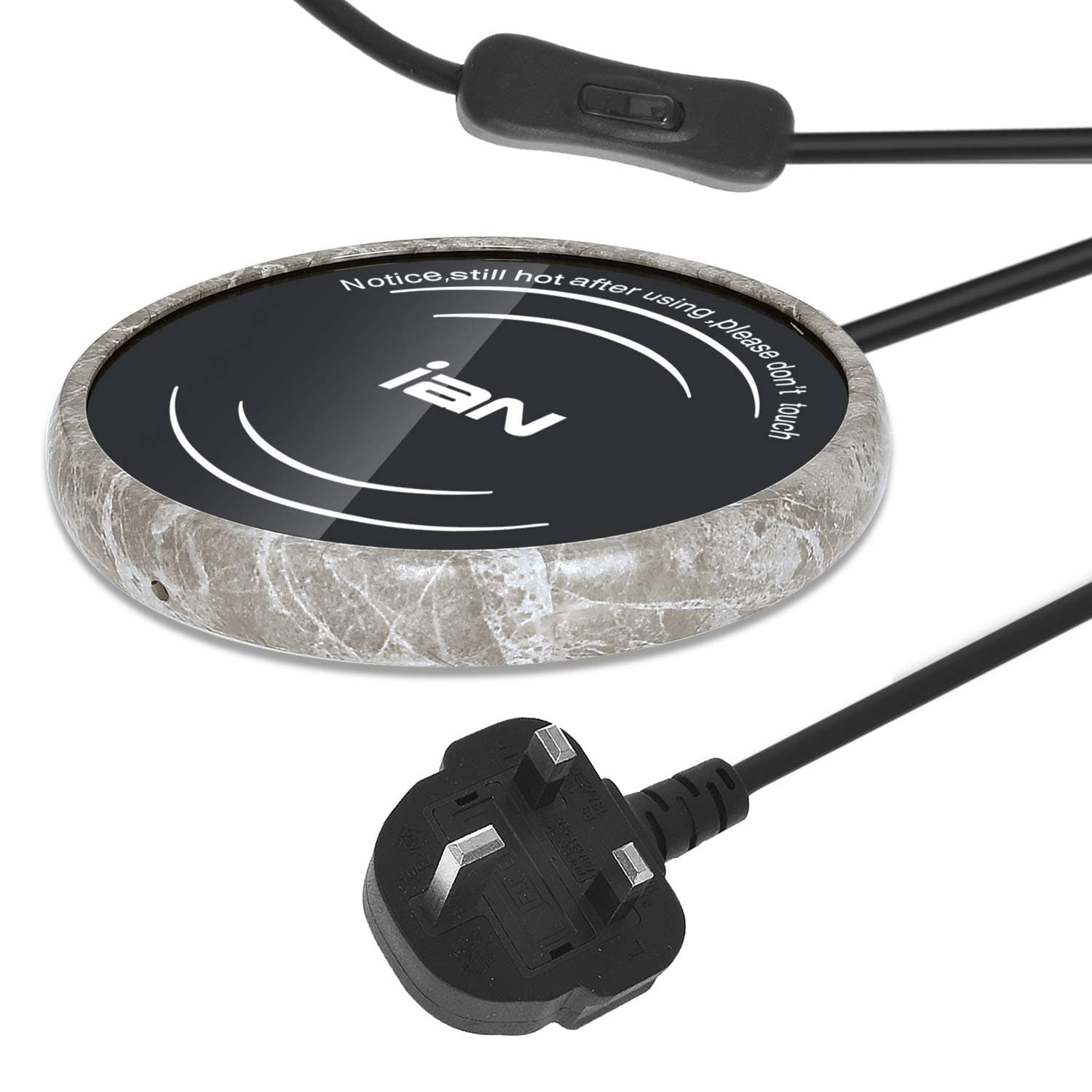 IAN Coffee Mugs Set Plate Coffee Warmer Heater Tea Mug Warmer Beverage Warmer 220V Plug (Stone Pattern)