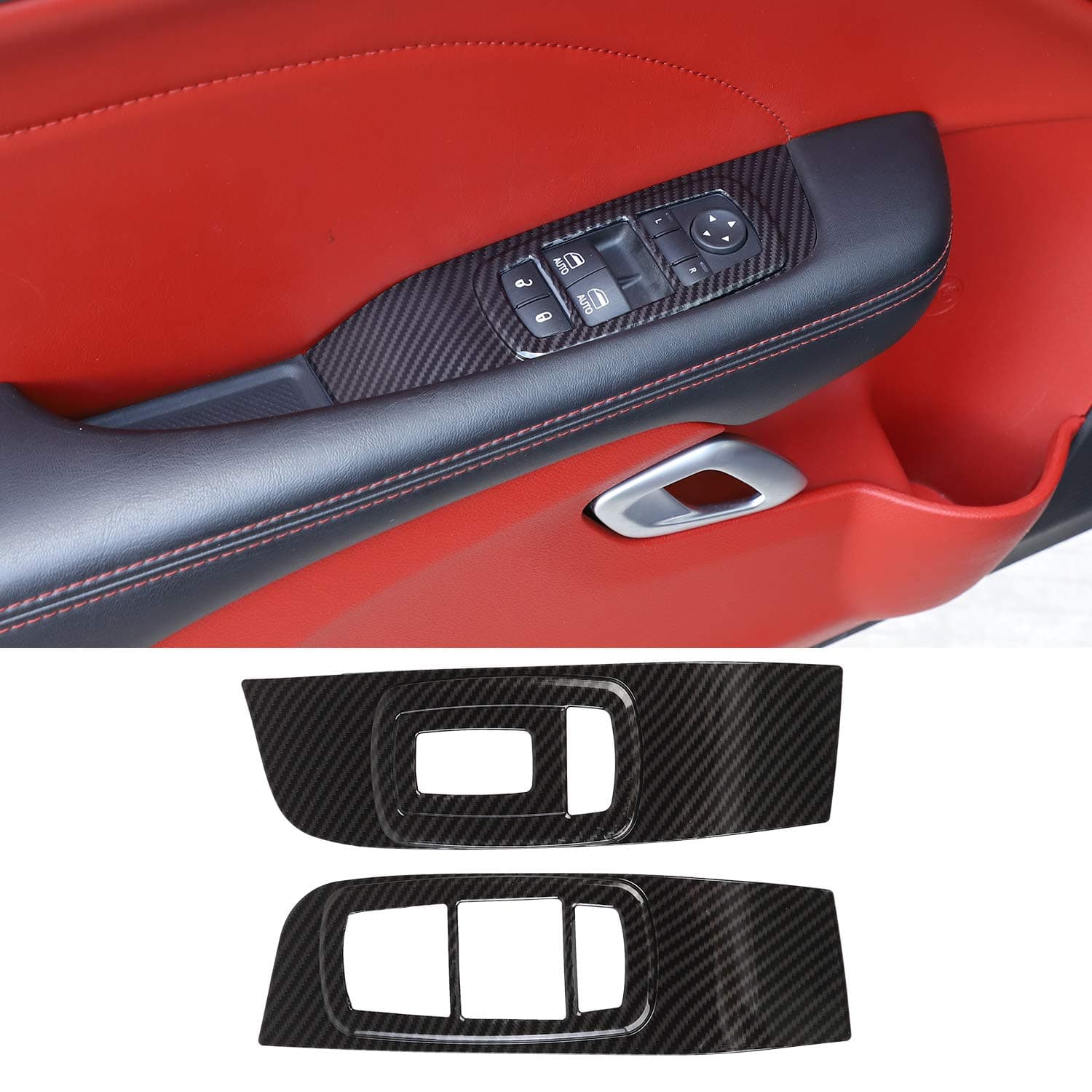 Voodonala for Dodge Challenger 2015-2023 Window Lift Trim Switch Panel Accessories for Dodge Challenger 2015-2023(Carbon Fiber Grain)