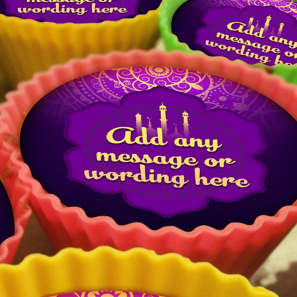 20 x Personalised Eid Al Fitr Purple 5cm High Resolution Cupcake Toppers