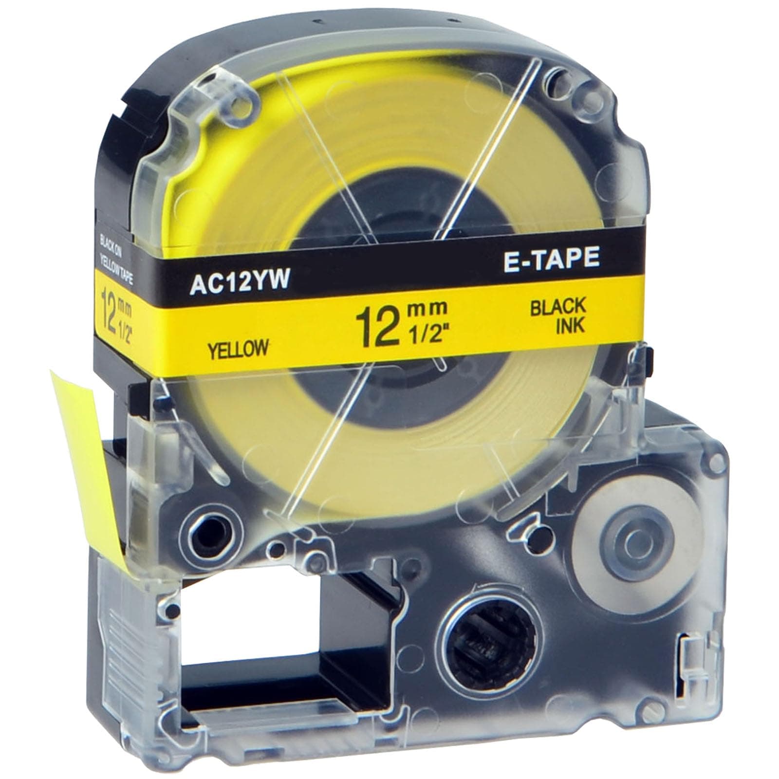 GREENCYCLE Compatible for LW Label Maker Tape 12mm 0.47 LC-4YBW LC4YBW SC12YW Black on Yellow Label Tape for LabelWorks LW-300 LW-400 LW-500 LW-600P LW-K200PX