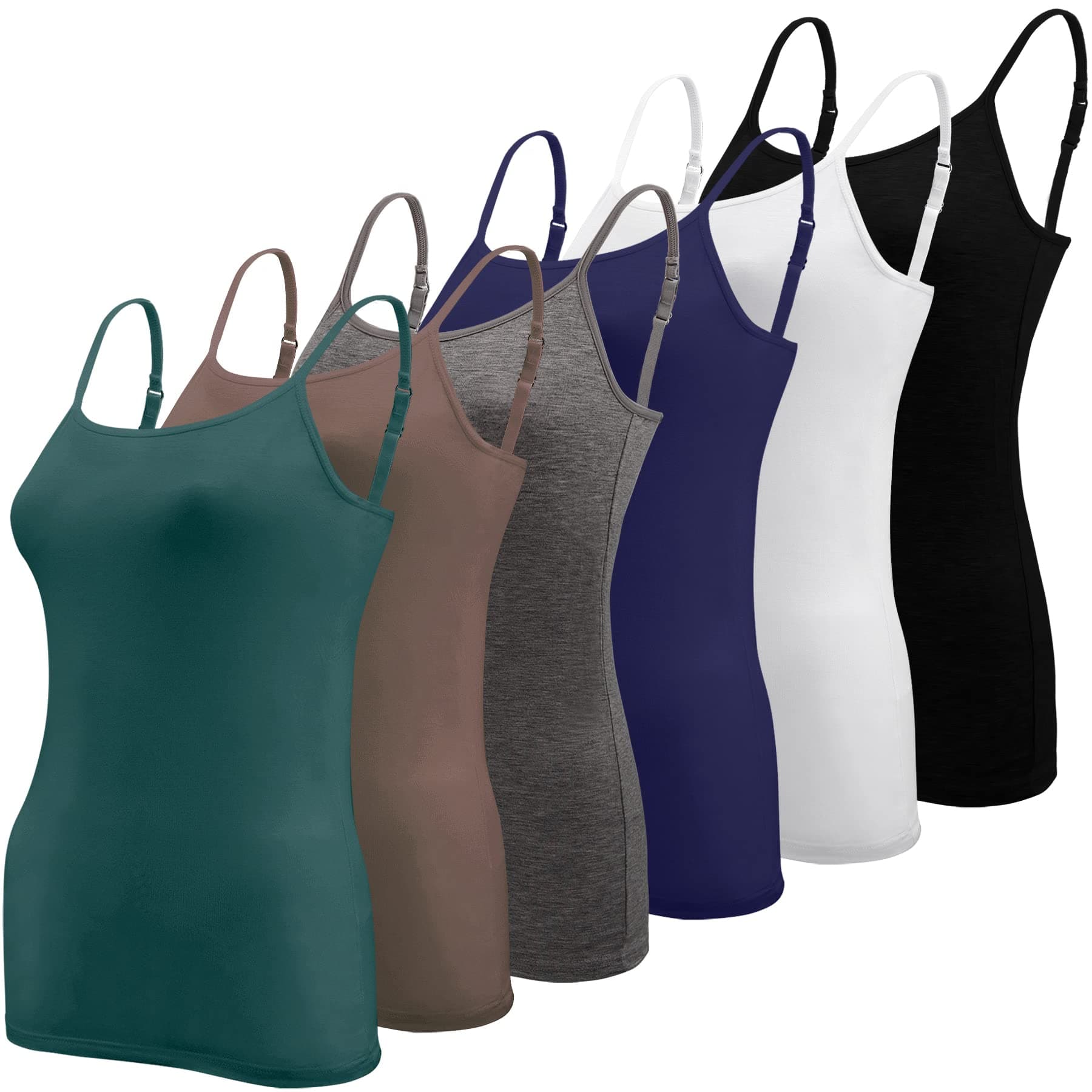 BQTQ 6 Pcs Women's Camisole Tops Undershirts Adjustable Spaghetti Strap Tank Top