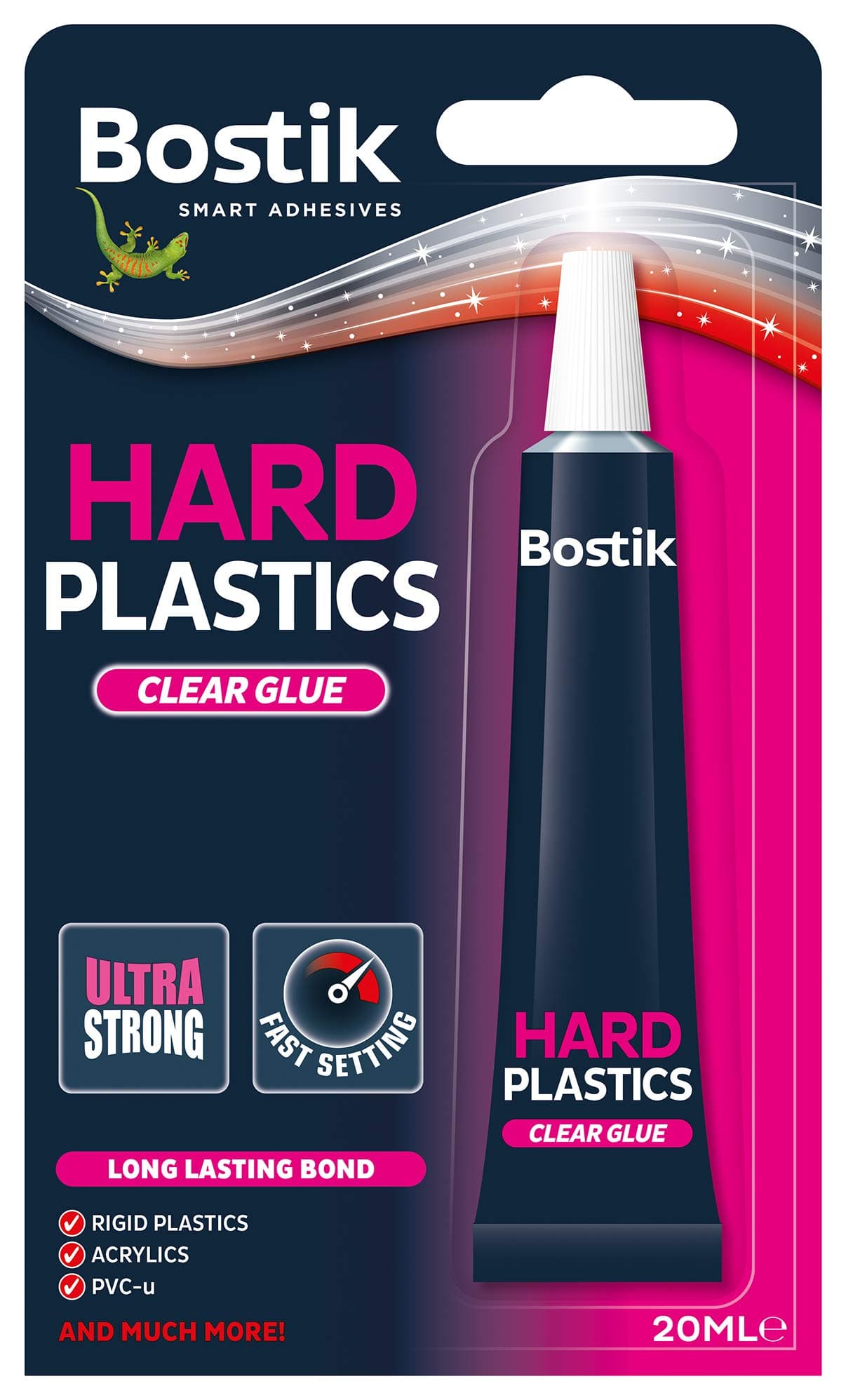 1 x Bostik Glu n Fix Hard Plastics Clear Extra Strong Adhesive Glue 20ml 80214