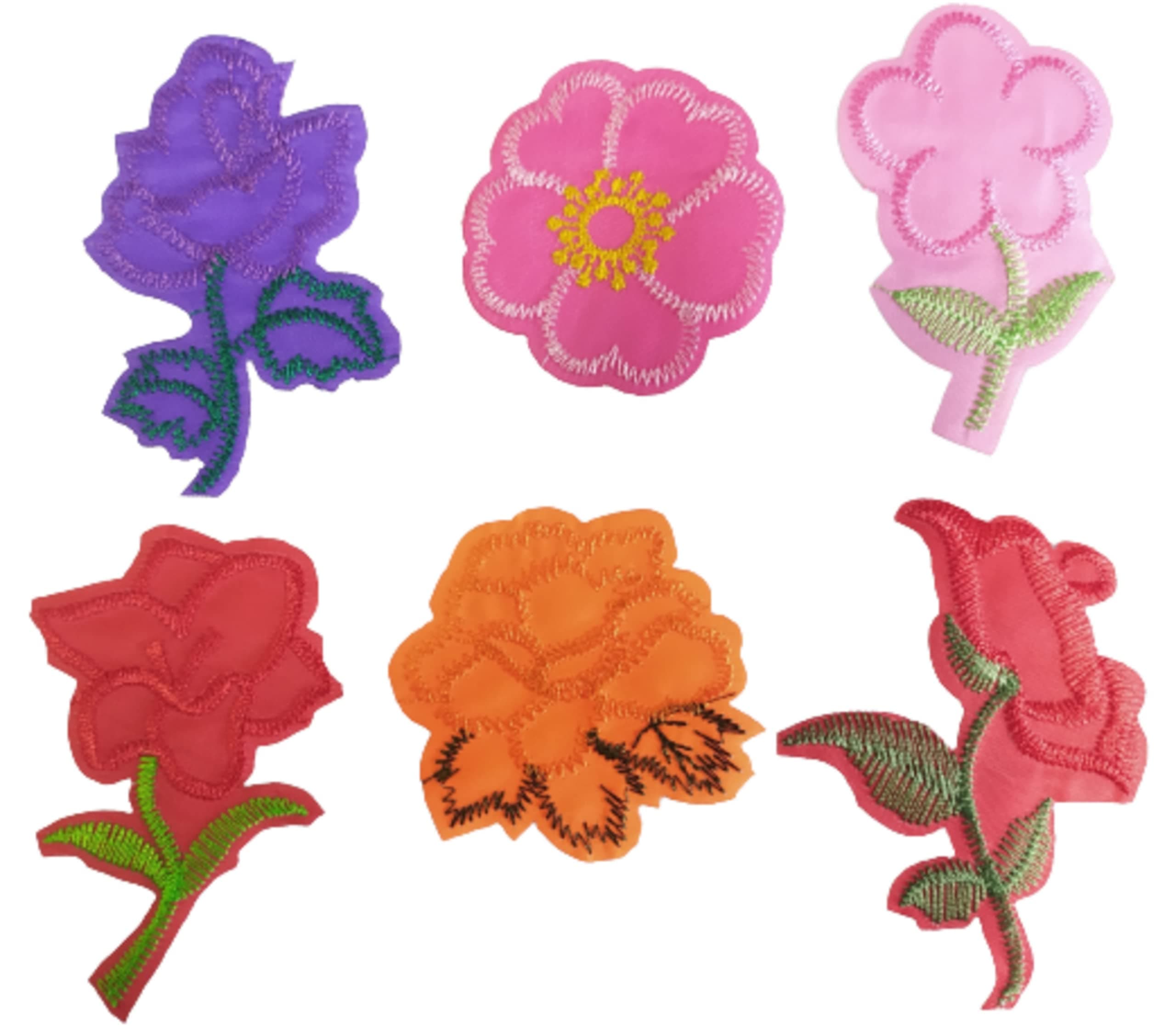 Beauty Tool Embroidered Sew on Patches Combo Small for Clothes Flower Design Multicolor Different Embroidery Stitching Patches Set of 6