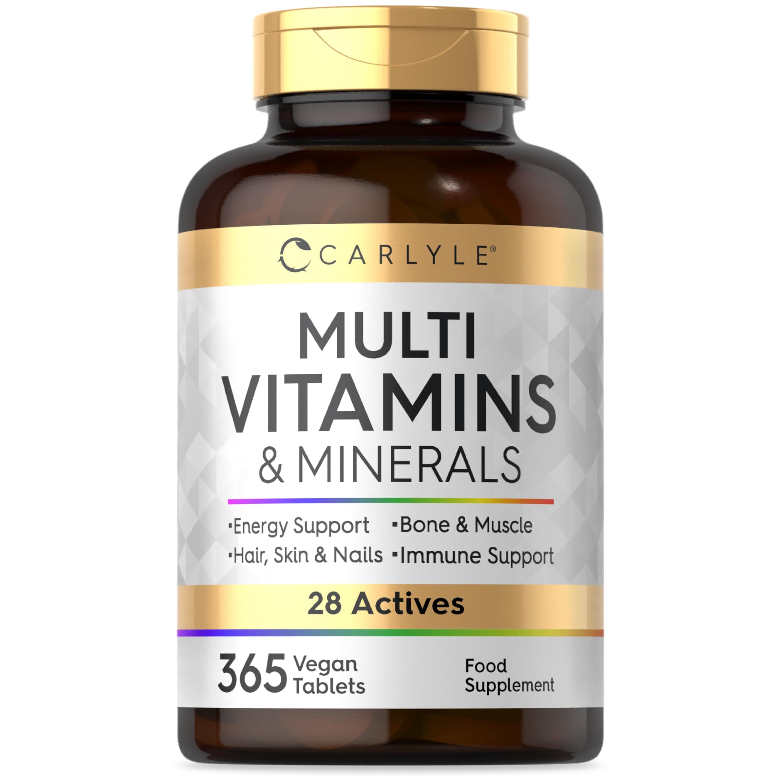 Multivitamin Tablets for Women and Men | 365 Count | 28 Essential Nutrients Including Vitamins C, D, B6, B12, Calcium, Zinc and Iron | A-Z Vitamins & Minerals | Vegan Supplement | by Carlyle