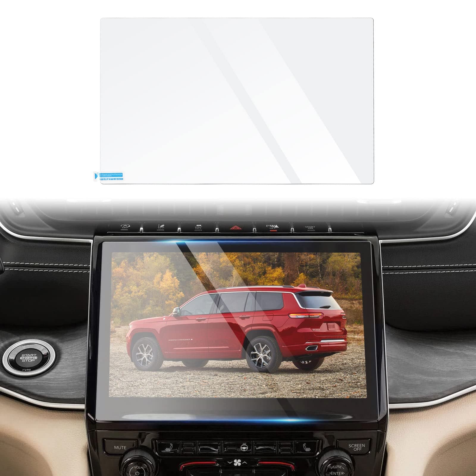 Autorder Screen Protector for Jeep Grand Cherokee L 2021-2026 Tempered Glass 9H Navigation Display Touchscreen Protective Film(10.1-Inch)