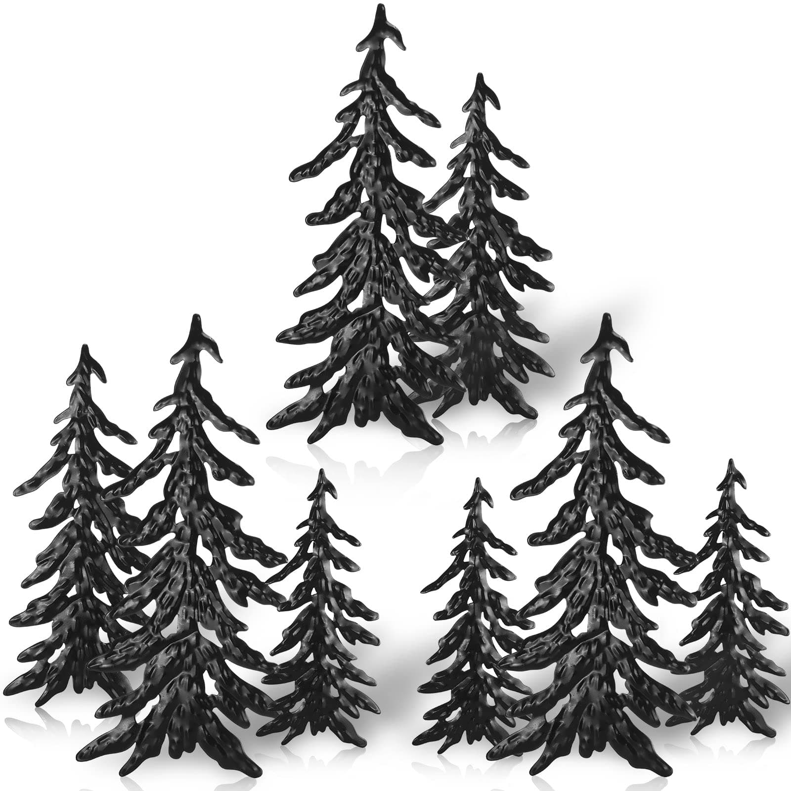 Hotop 8 Pieces Pine Tree Metal Wall Decor Set Landscape Art Sculpture Rustic for Christmas Outdoor Home Farmhouse Cabin (Black)