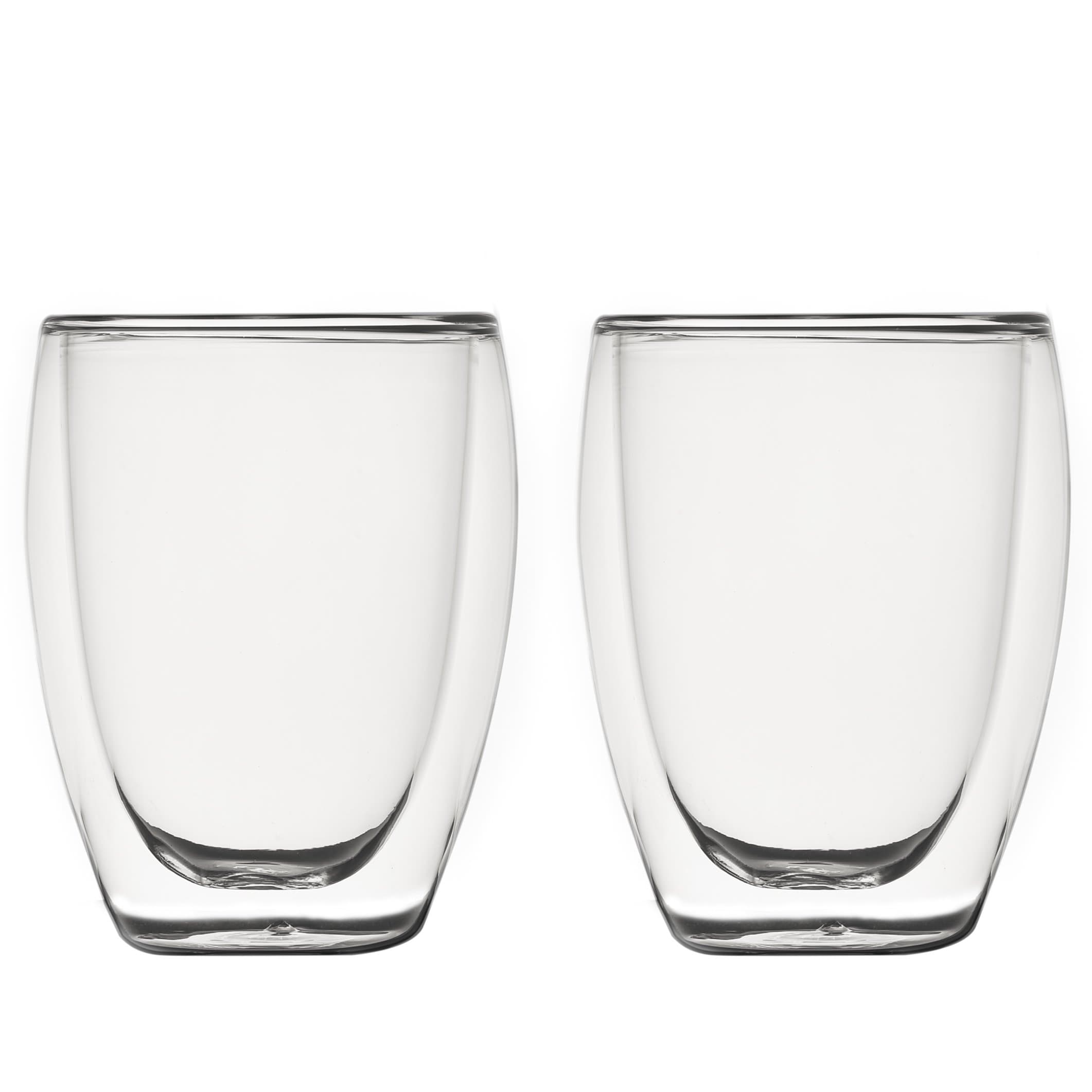 Double Wall Insulated Drinking Glasses, 12oz by Cassia. Perfect Cup for Hot & Cold Drinks, Set of 2