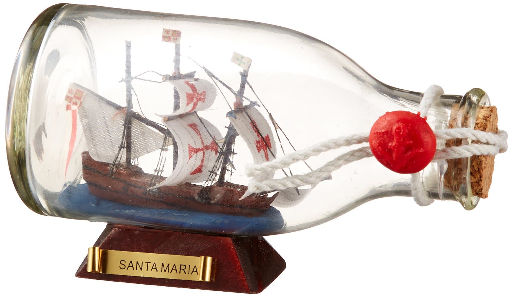 Handcrafted Nautical Decor Hampton Santa Maria Ship in a Glass Bottle, 5"