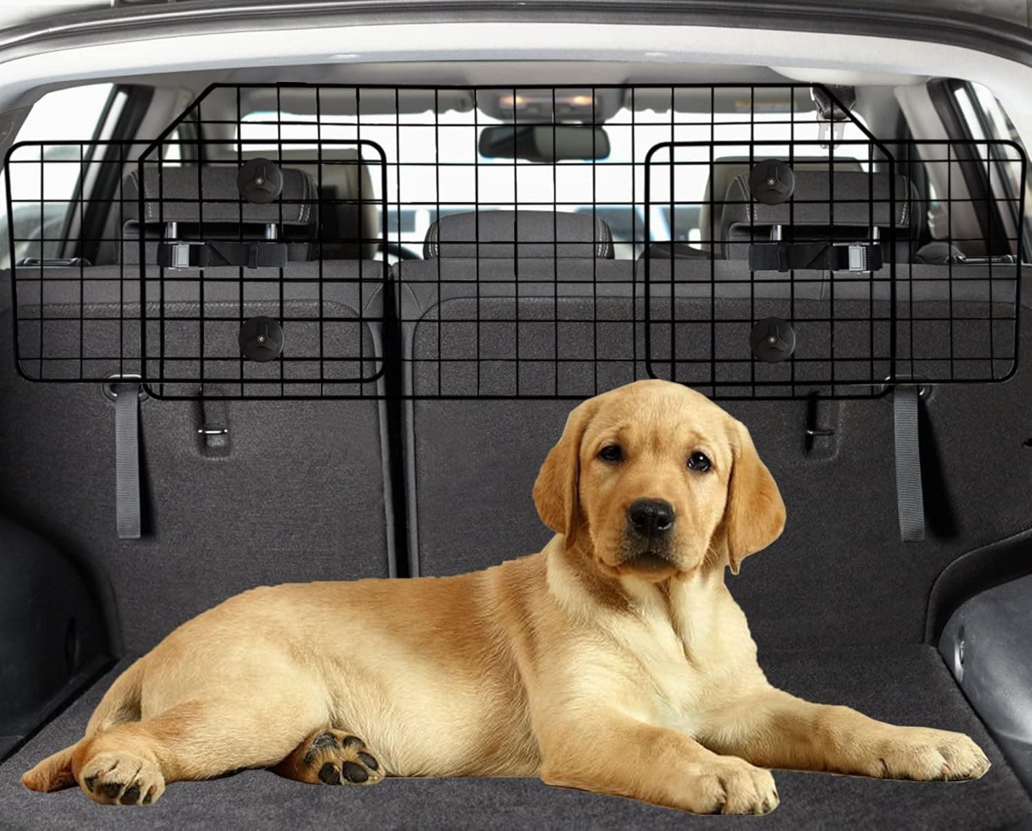 Dog Car Barrier for SUVs, Van, Vehicles, Adjustable Large Pet Barriers, Universal Fit Heavy-Duty Wire Mesh Dog Guard, Pet Divider Gate for Truck Cargo Area, Safety Car Divider, 66.5 Inches