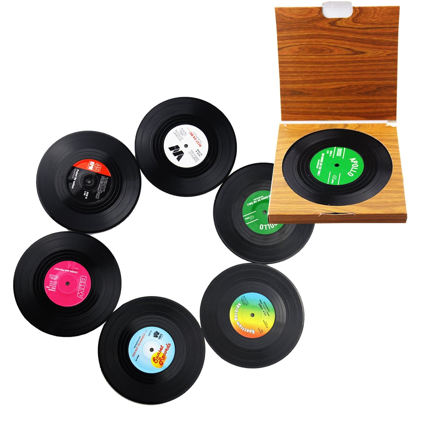 KEEPING ONE® Brand New 6 x Retro CD Record Vinyl Coffee Drink Cup Mat Coasters Chic Silicone Tableware