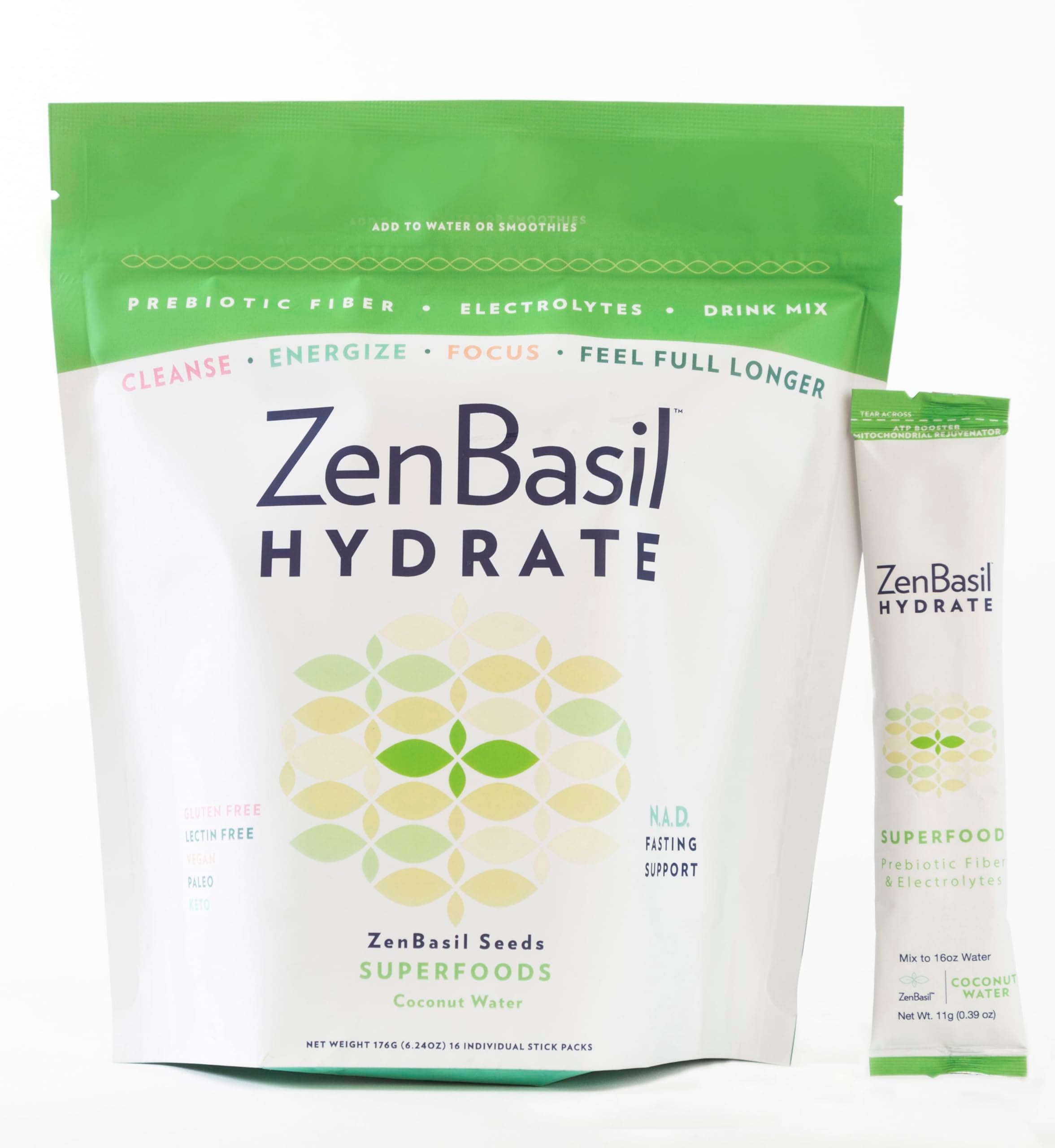 Hydrate – Coconut Water | Sugar-Free Hydration Packets | Fasting Support | Keto, Paleo | 16 Sticks | Cellular Hydration