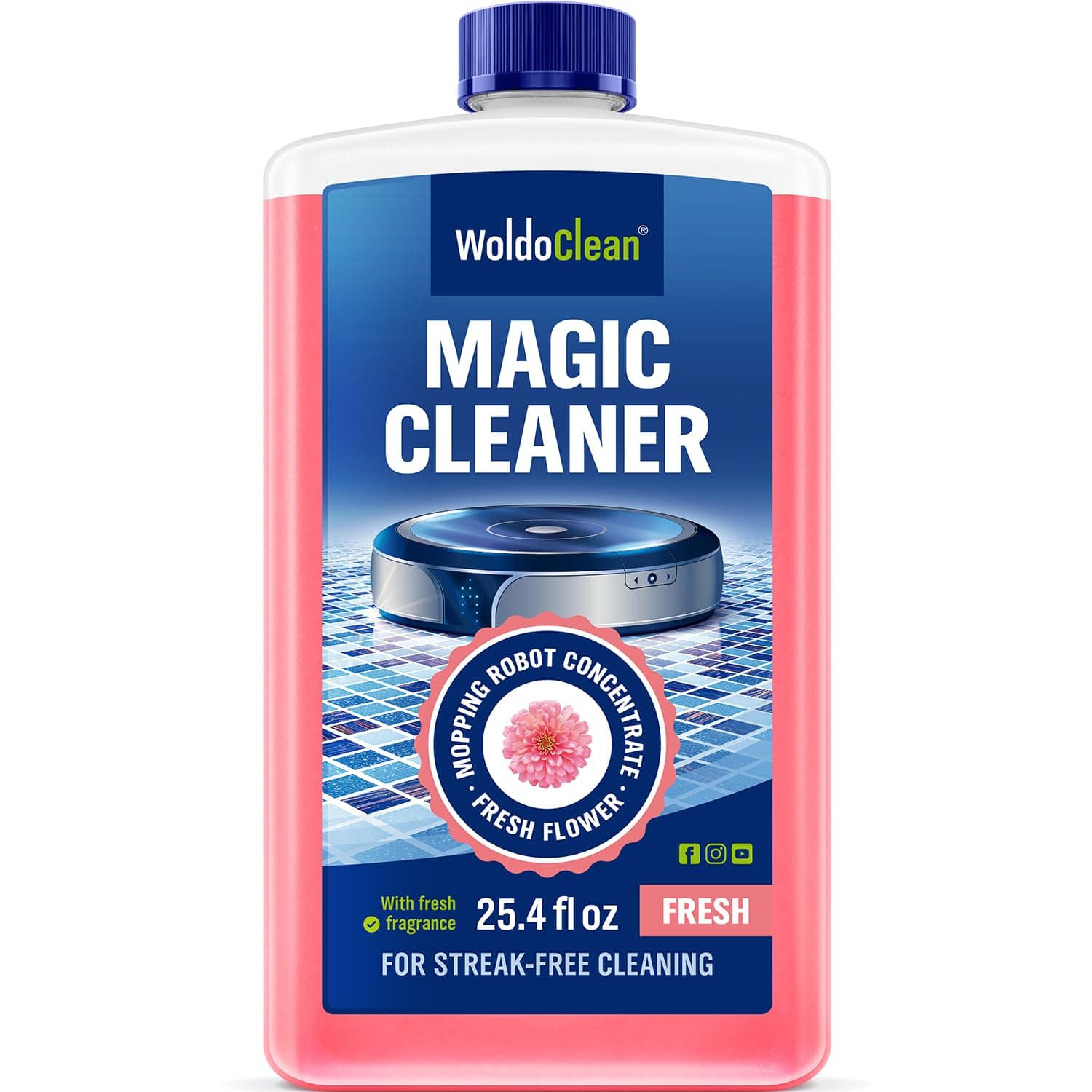 Robot Vacuum Cleaning Solution 750ml - Concentrated Floor Detergent with Floral Scent for all Robot Mops & Docking Stations, 50 Applications