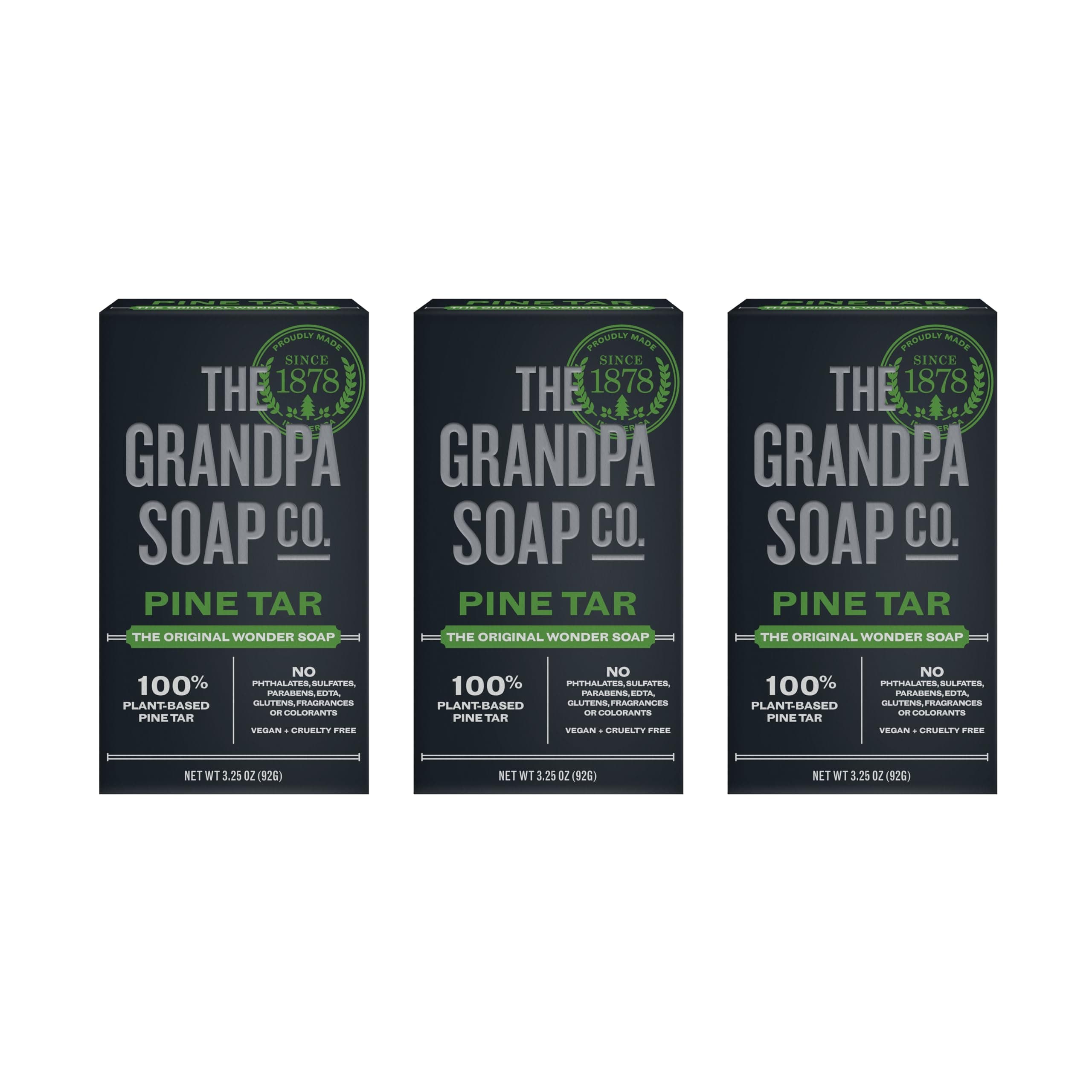Grandpa's Pine Tar Bar Soap 3.25 Ounce (Pack of 3)
