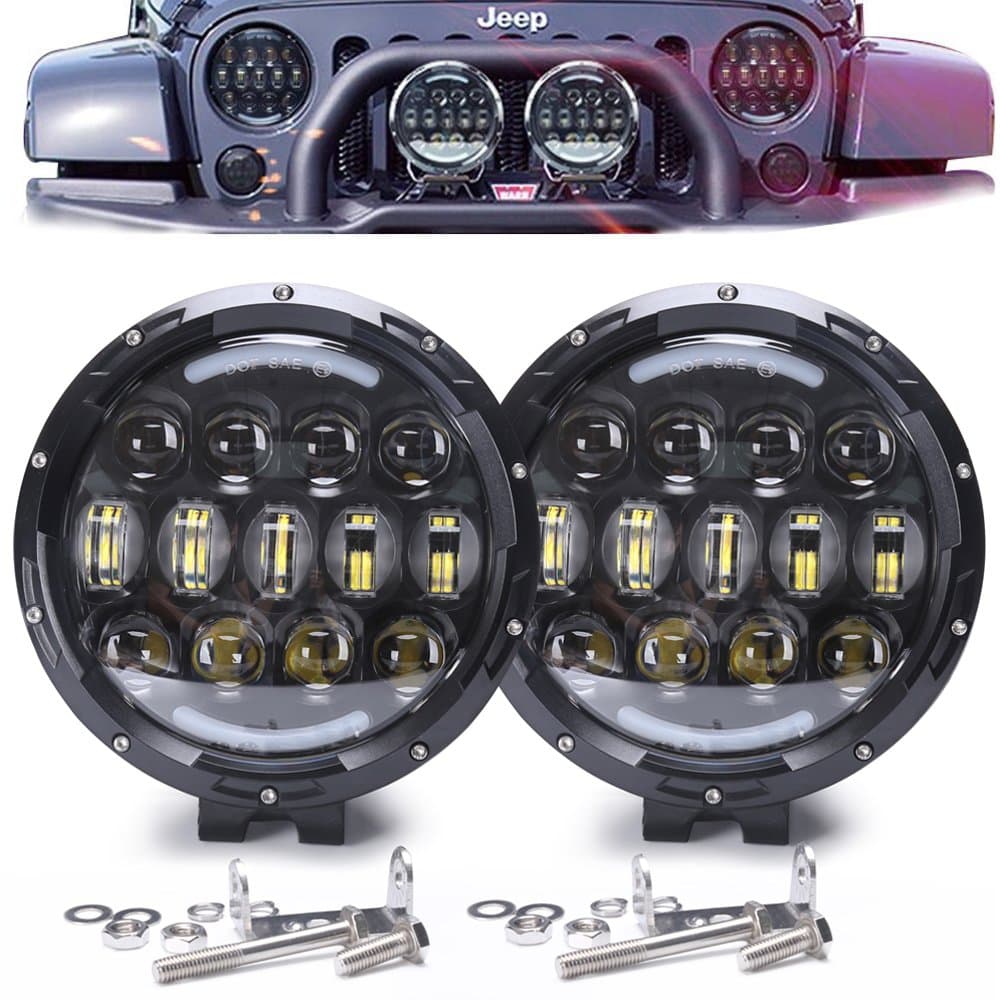 COWONE 7 inch 105W LED Light Bar, Round Spot Light Pods Off Road Driving Lights Fog Bumper Roof Light Compatible with Jeep Offroader Truck Car ATV SUV Construction Camping Hunters