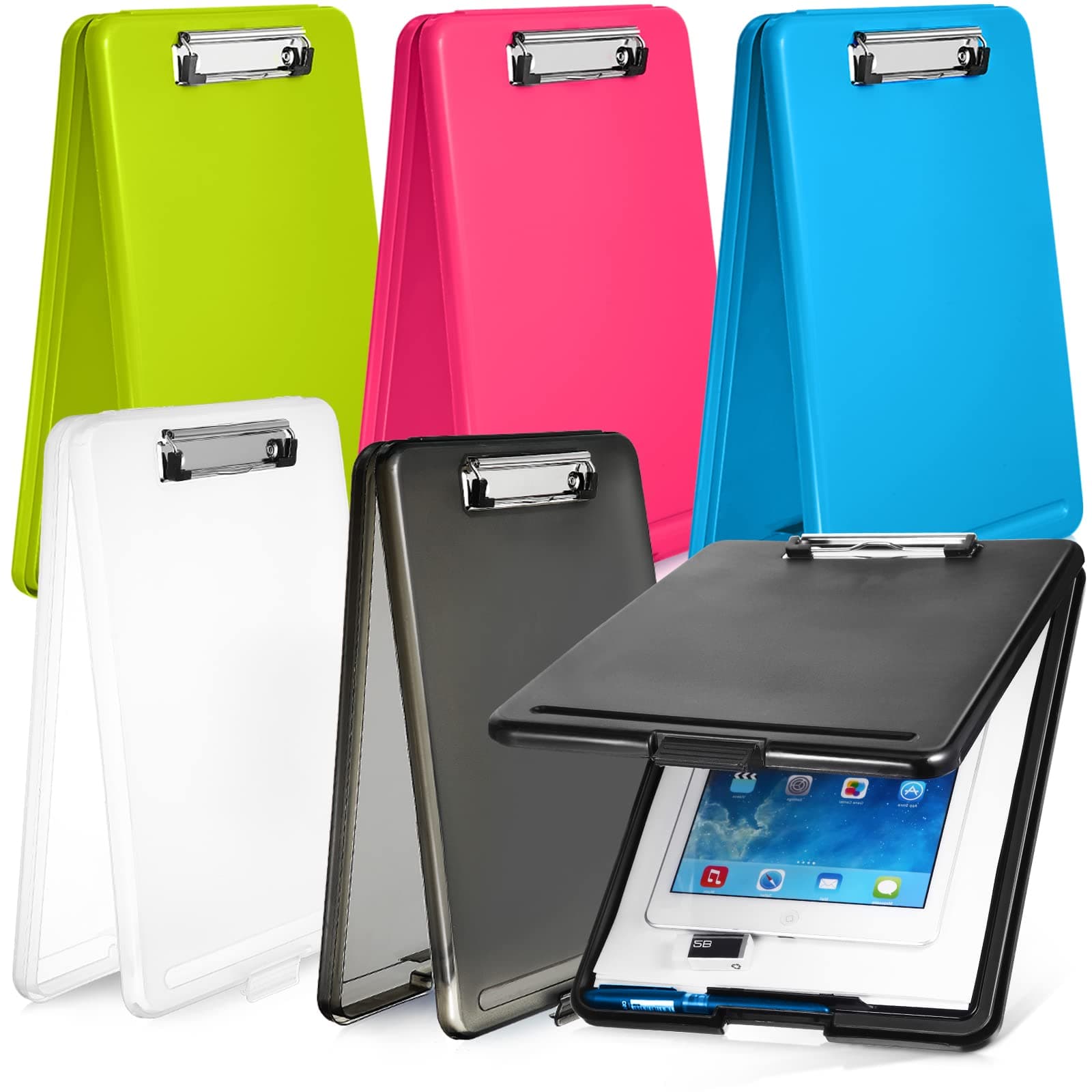 6 Pcs 9.5 x 13.5in Clipboard with Storage (Multicle Color)