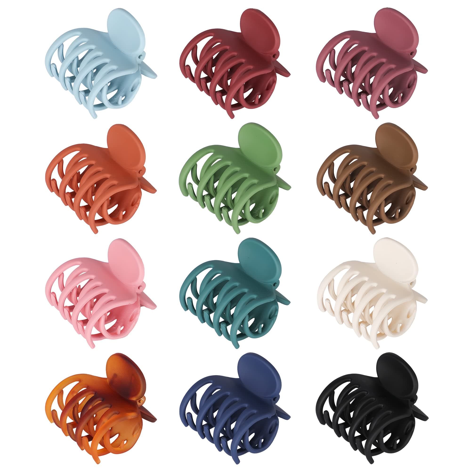 Vsiopy 12 PCS Medium Hair Clips for Girls Medium Size Hair Clips for Thin Hair, Non Slip Hair Claw Clips for Women Double Row Matte Hair Clips