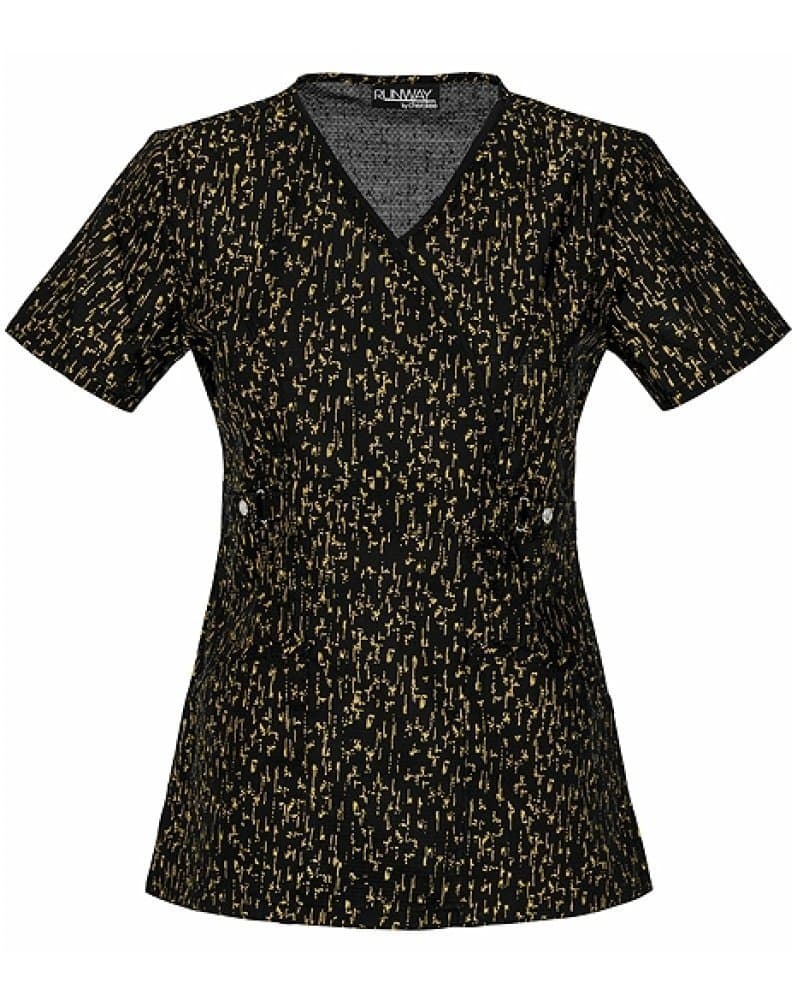 Runway 3665 Women's Mock Wrap Top Gold Strike X-Large