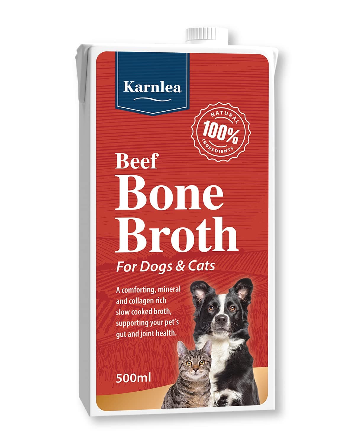 KARNLEA Beef Bone Broth for Dogs & Cats - 500ml | 100% Real & Natural Liquid Bone Broth for Pets | Nutritious High in Collagen & Protein for Healthy Joints, Gut, Digestion, Skin & Sickness Recovery