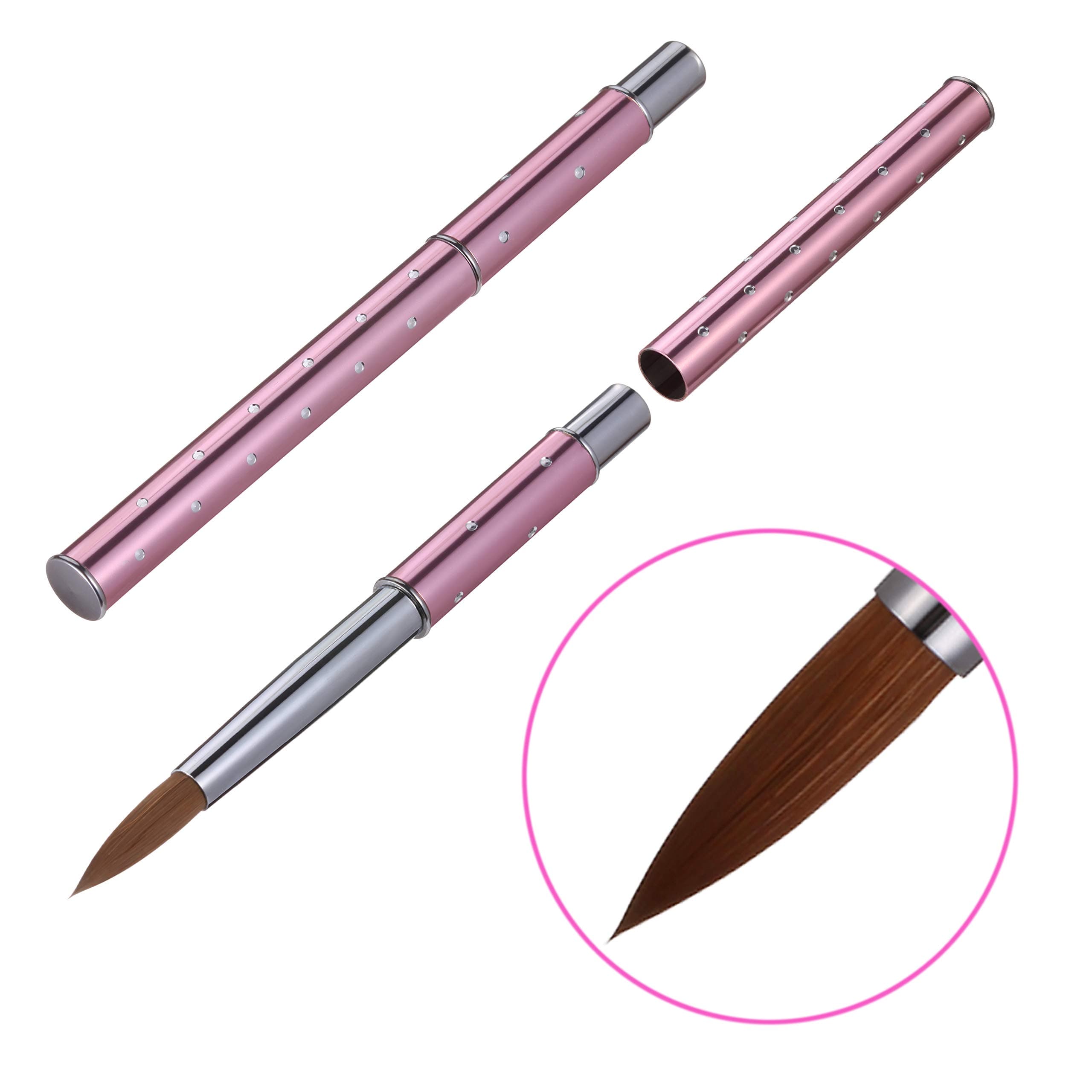 1Pc Kolinsky Acrylic Nail Brush Big Size Metal Handle Sable Brushes Professional 3D Nail Art Tools (14#)