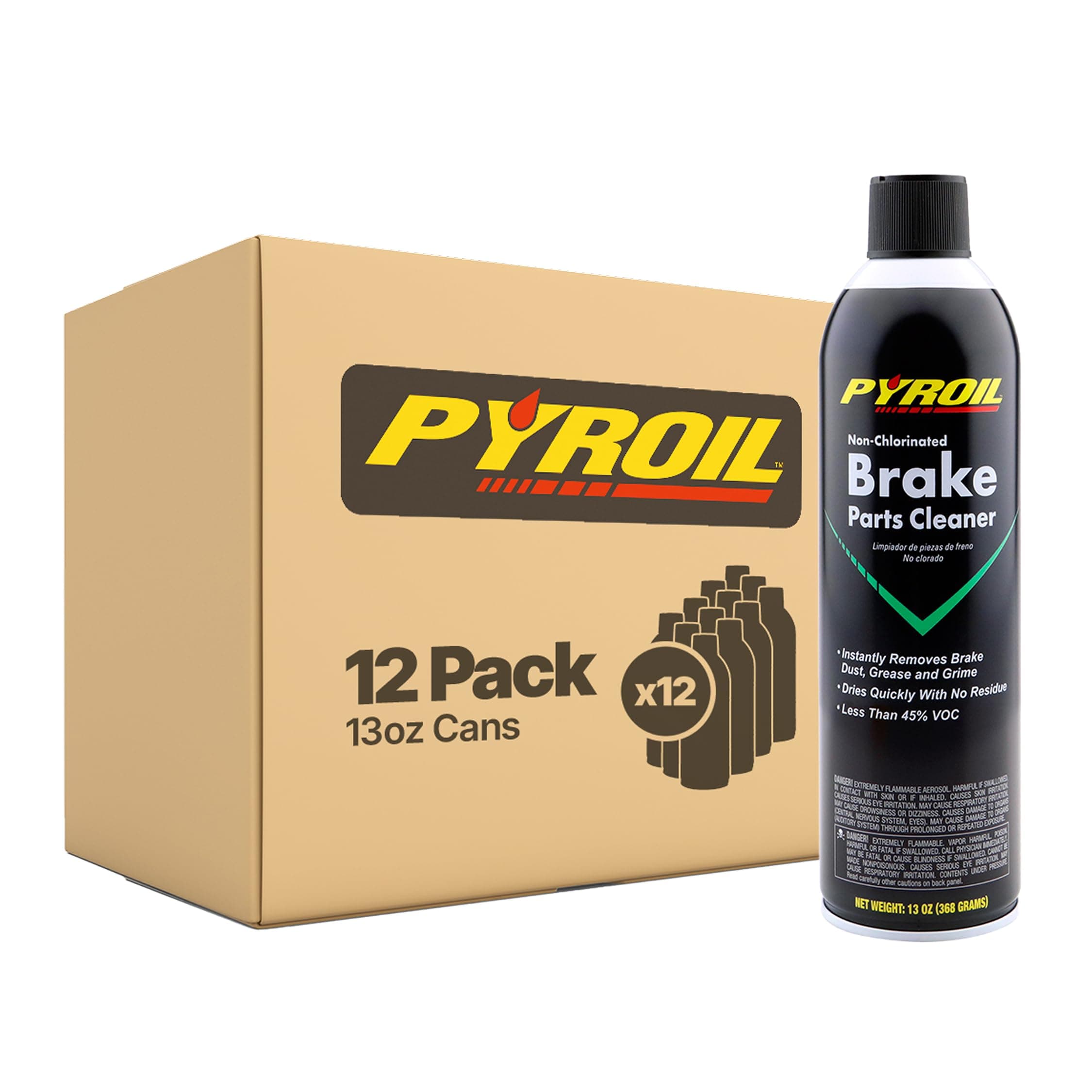 Non-Chlorinated Brake Parts Cleaner, Low VOC, Instantly Removes Brake Dust, Grease & Grime, Quick Drying, 13 Oz (Pack of 12)