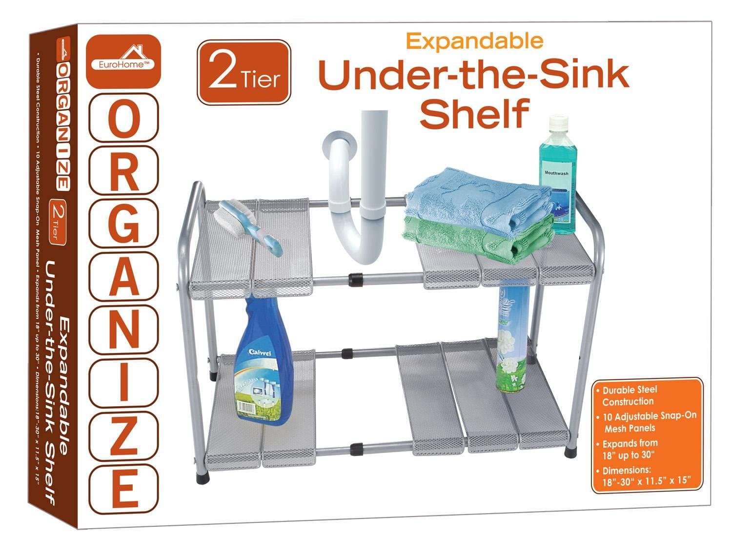2 Tier Expandable Steel Construction Under the Sink Shelf