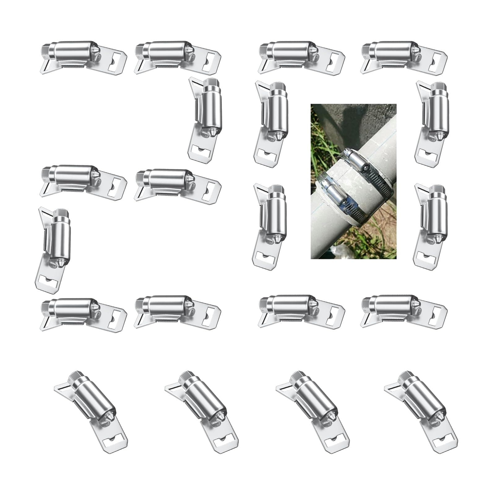 20 Pack, 304 Stainless Steel Adjustable Pipe Worm Clamp Fasteners for Air Duct, Exhaust Wrap, Water Pipe, Pole Mount and Metal Strapping